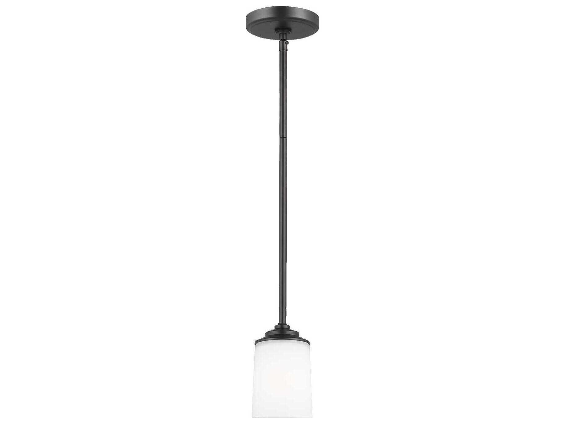 Generation Lighting Kemal 1-Light Midnight Black Glass Cylinder Mini Pendant