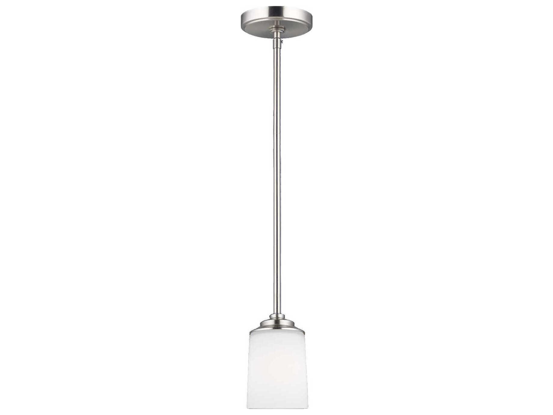 Generation Lighting Kemal 1-Light Brushed Nickel Glass Cylinder Mini Pendant