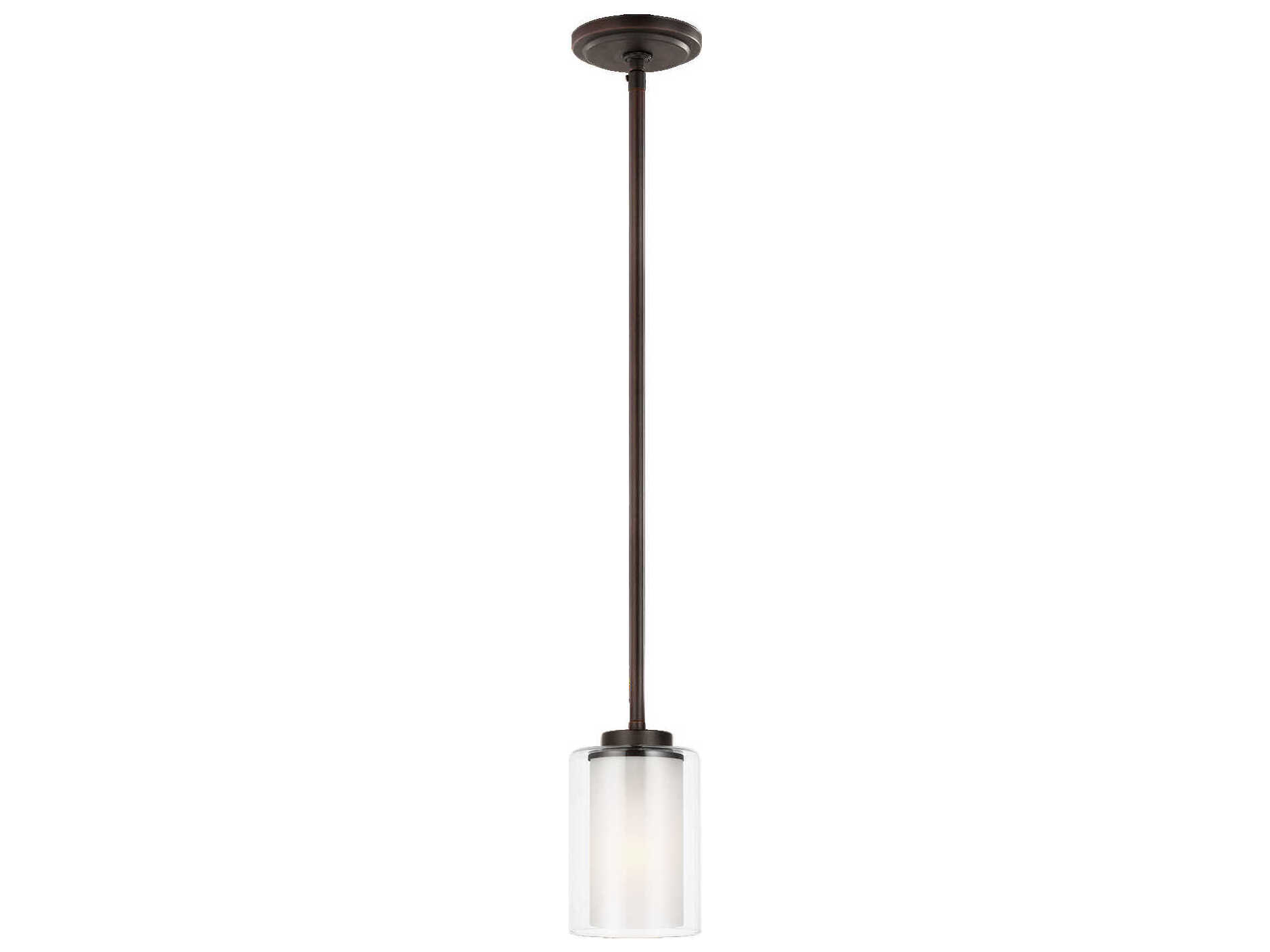 Generation Lighting Elmwood Park 1-Light Bronze Glass Cylinder Mini Pendant