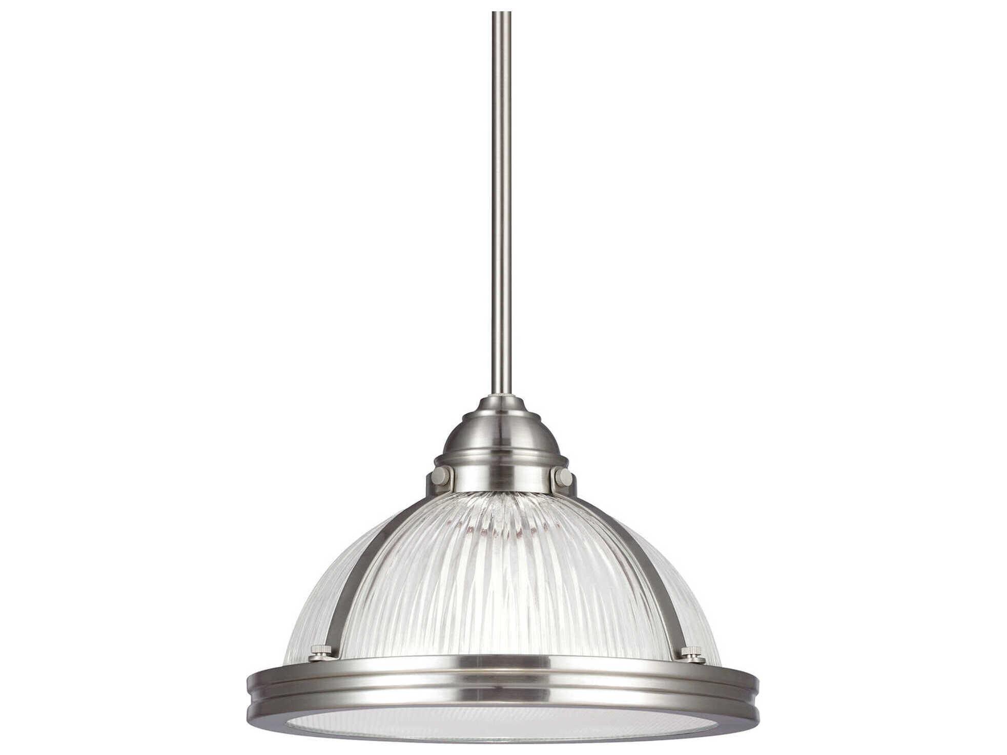Generation Lighting Pratt Street 1-Light Brushed Nickel Glass Dome Mini Pendant