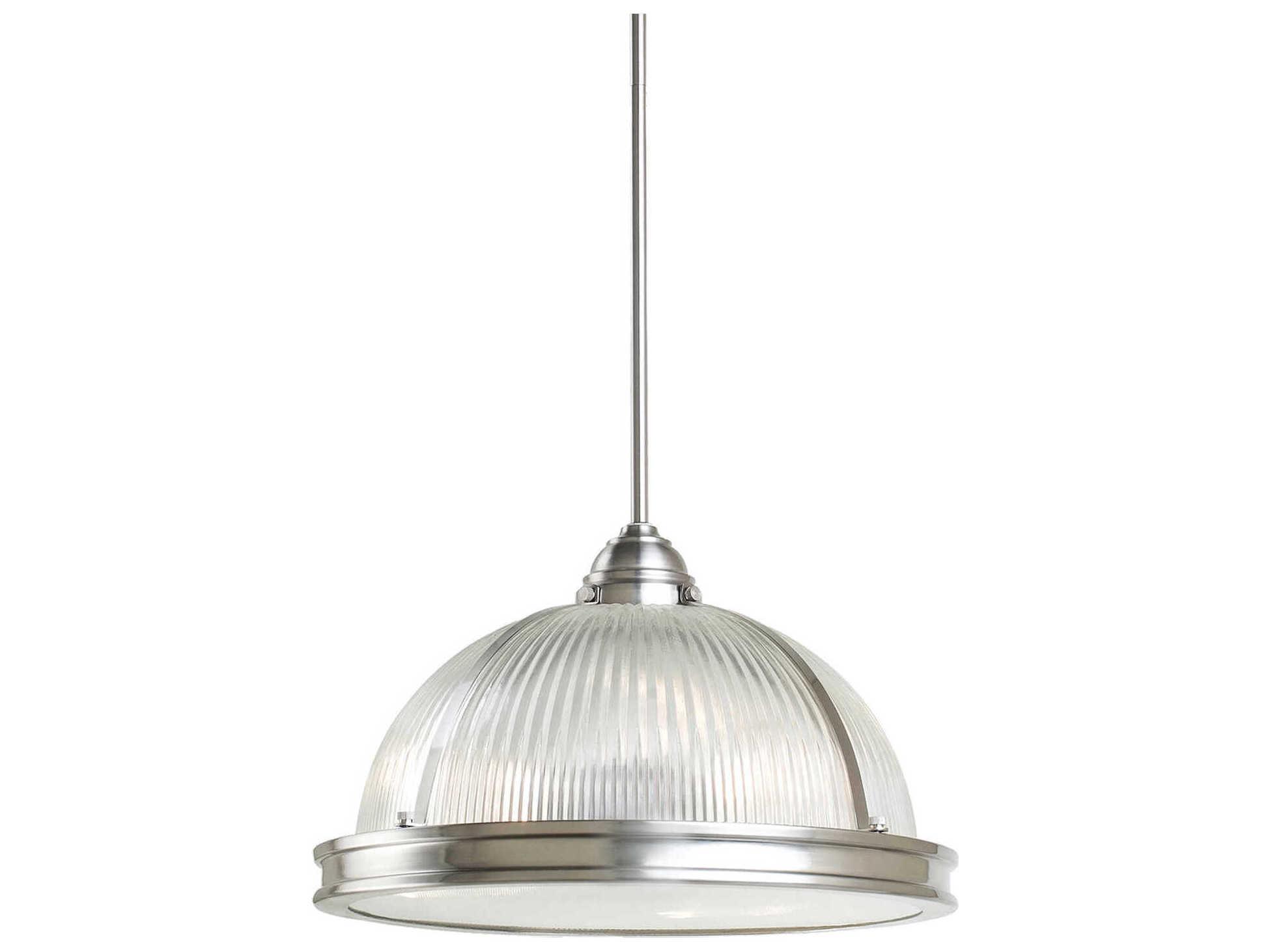 Generation Lighting Pratt Street 3-Light Brushed Nickel Glass Dome Pendant