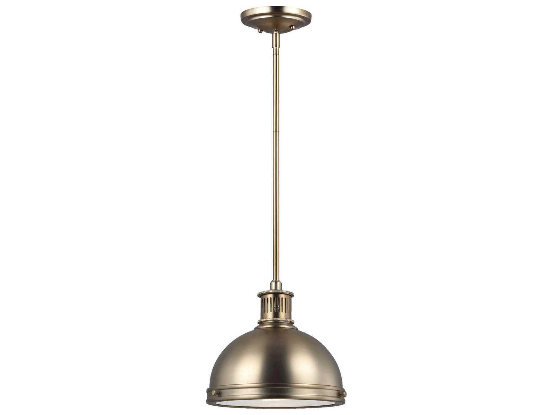 Generation Lighting Pratt Street 1-Light Satin Brass Glass Dome Mini Pendant