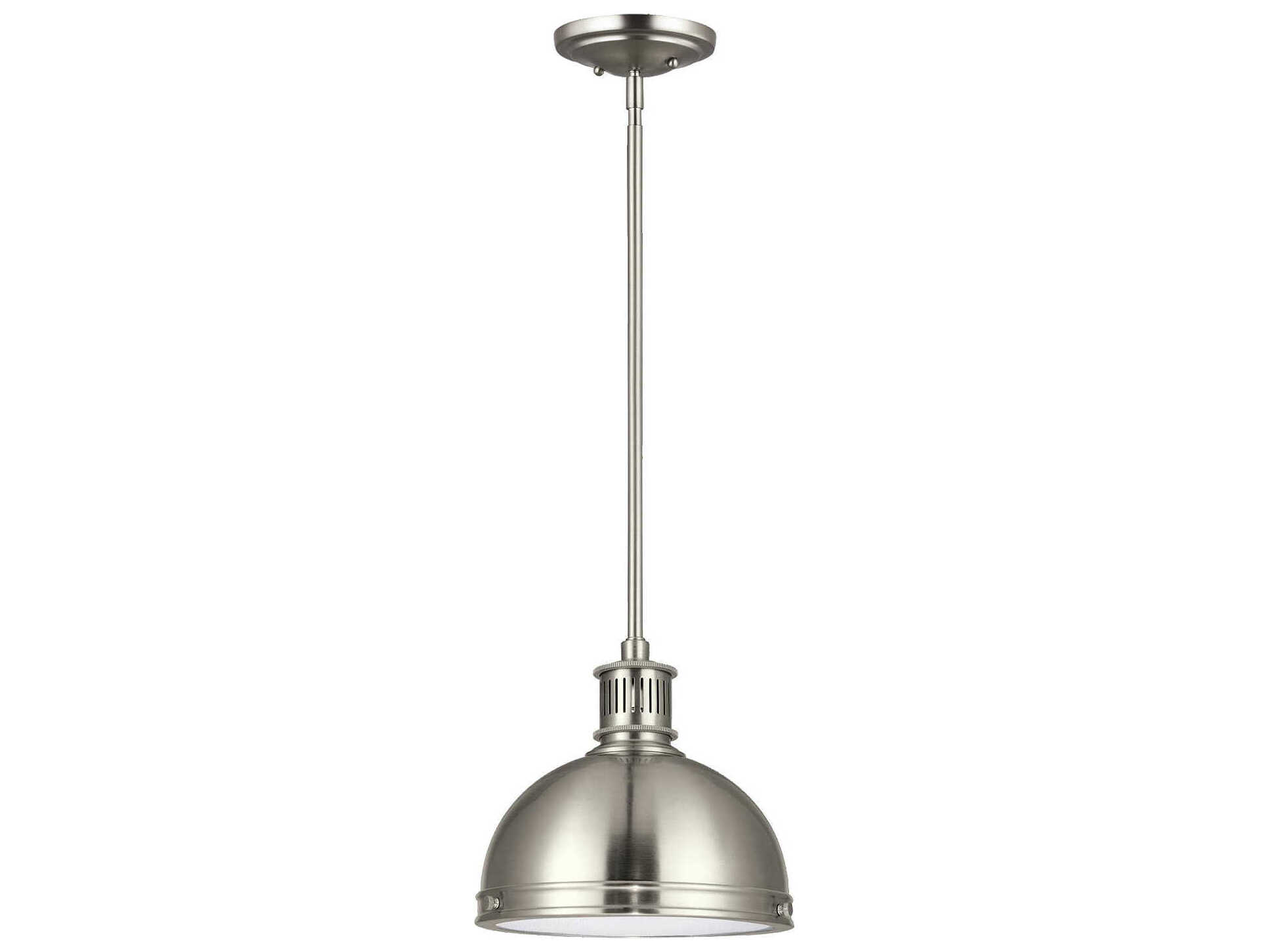 Generation Lighting Pratt Street 1-Light Brushed Nickel Glass Dome Mini Pendant