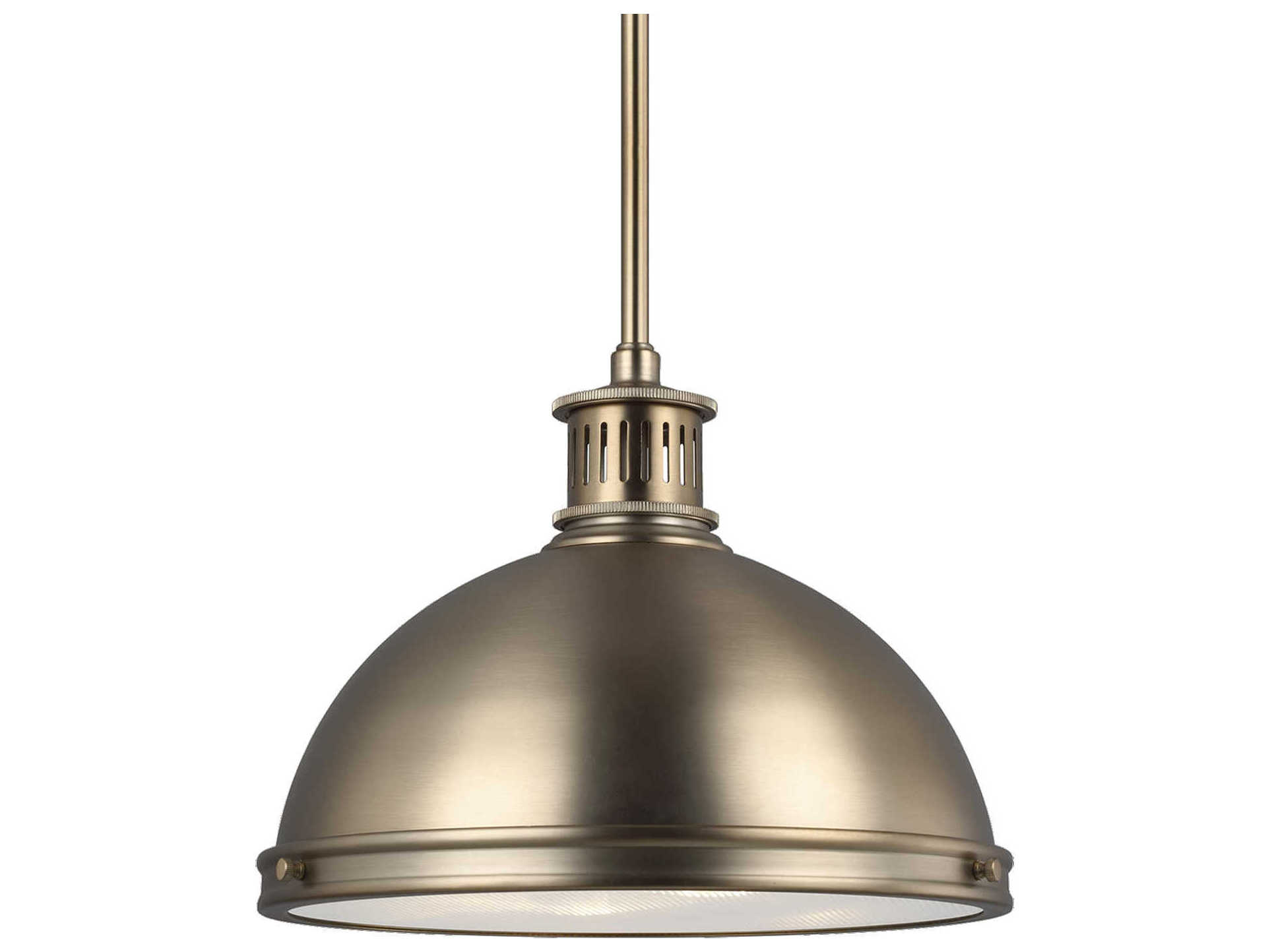 Generation Lighting Pratt Street 2-Light Satin Brass Glass Dome Pendant