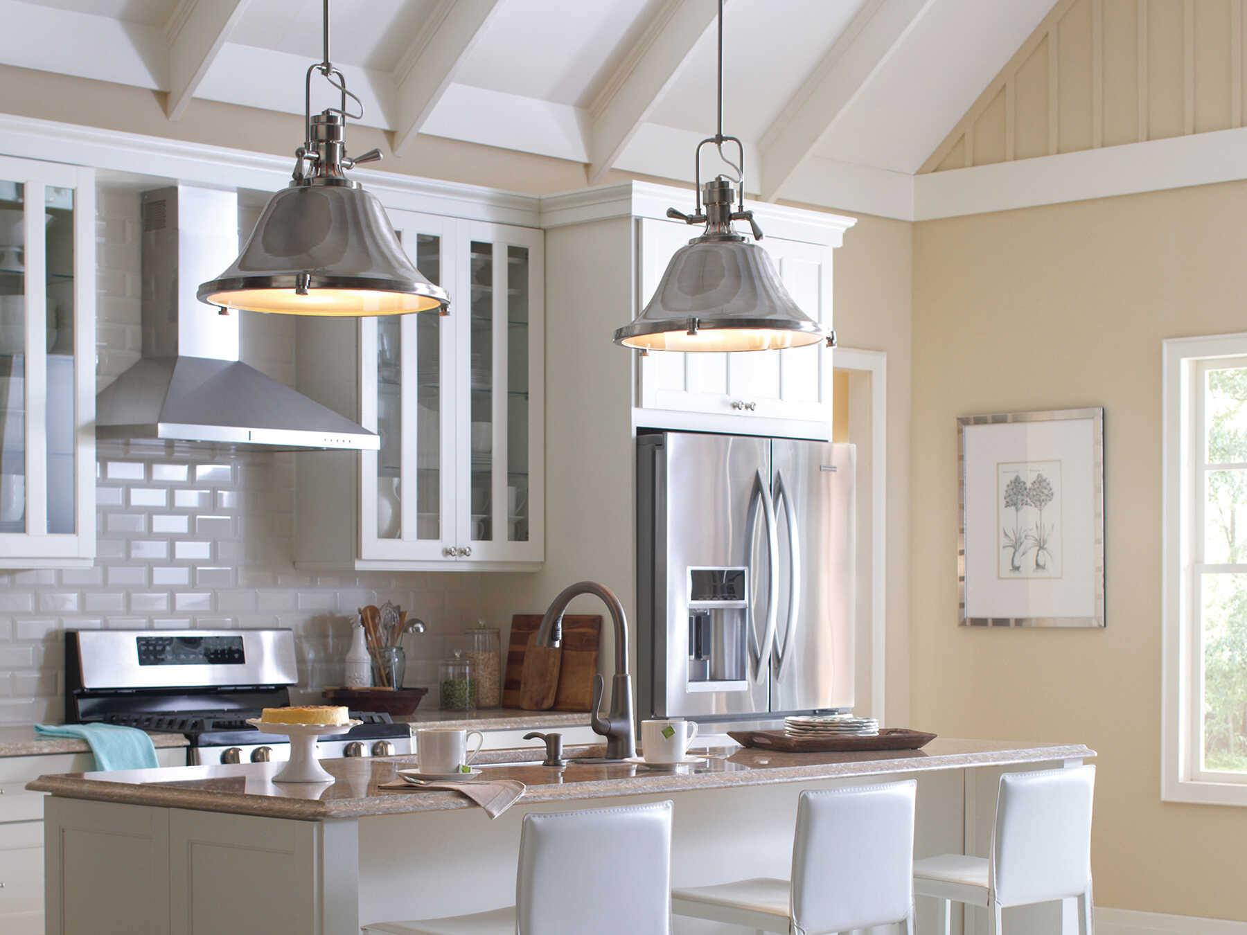 Generation Lighting Stone Street 2-Light Brushed Nickel Glass Pendant