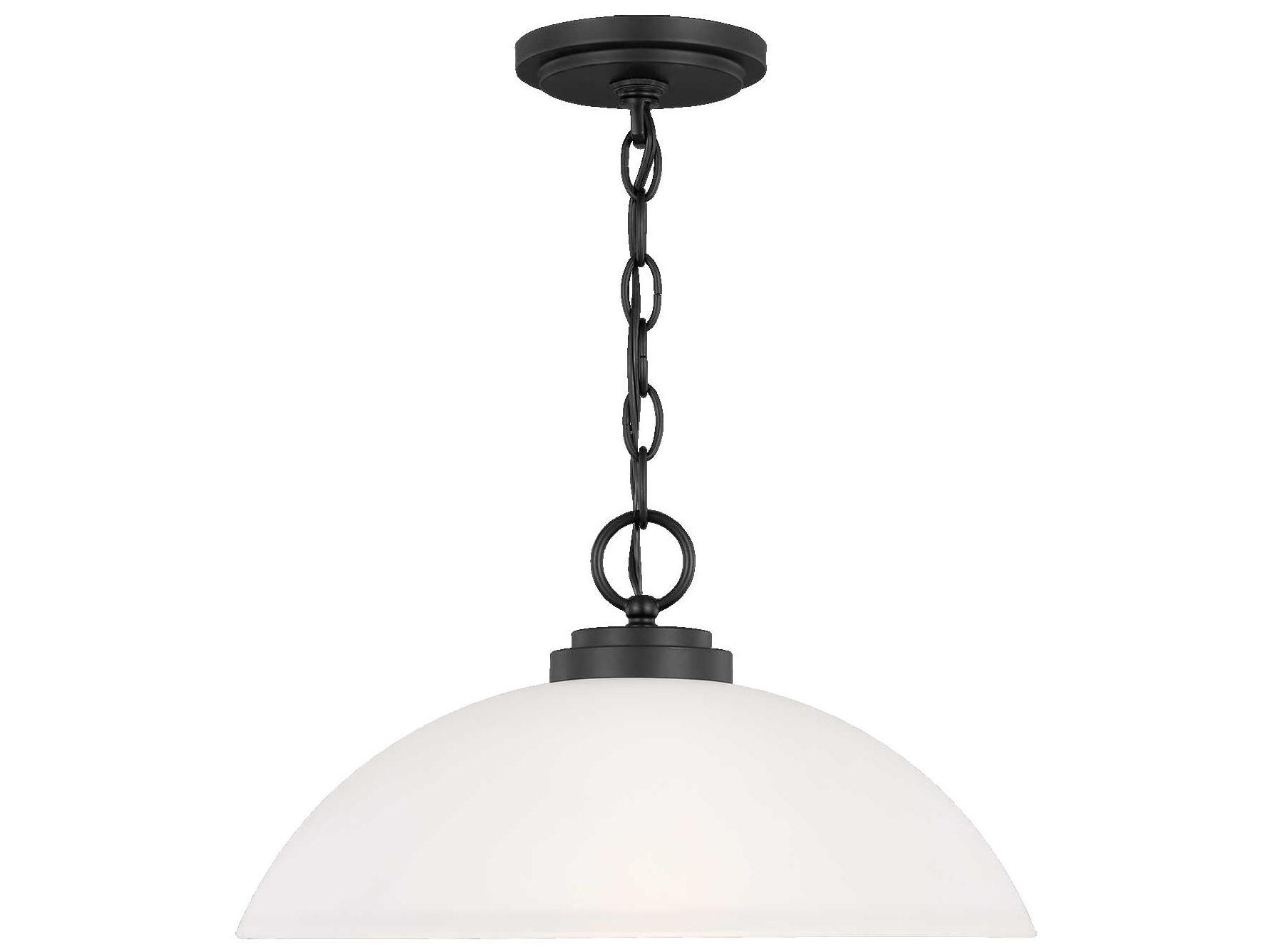 Generation Lighting Oslo 1-Light Midnight Black Glass Dome Pendant