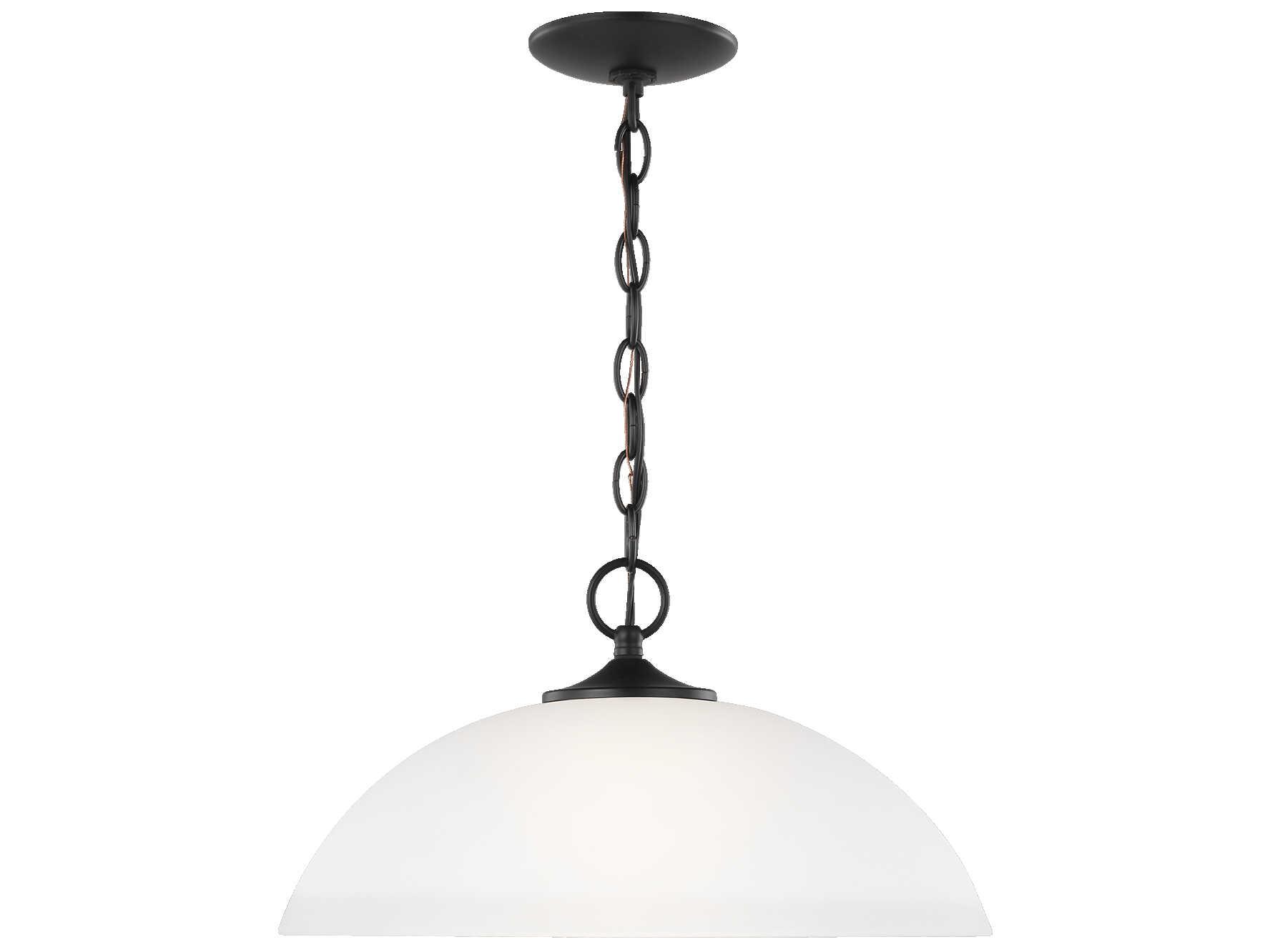 Generation Lighting Geary 1-Light Midnight Black Glass Dome Pendant