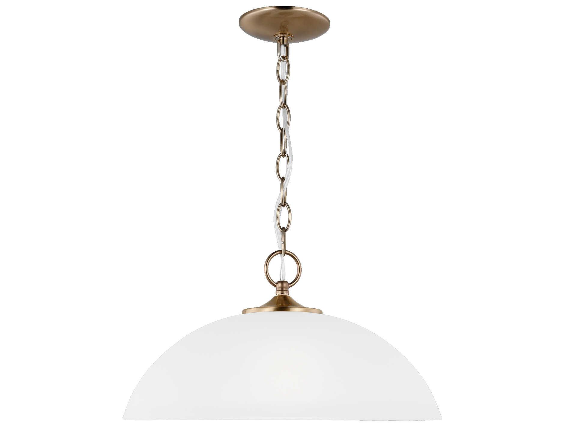 Generation Lighting Geary 1-Light Satin Brass Glass Dome Pendant
