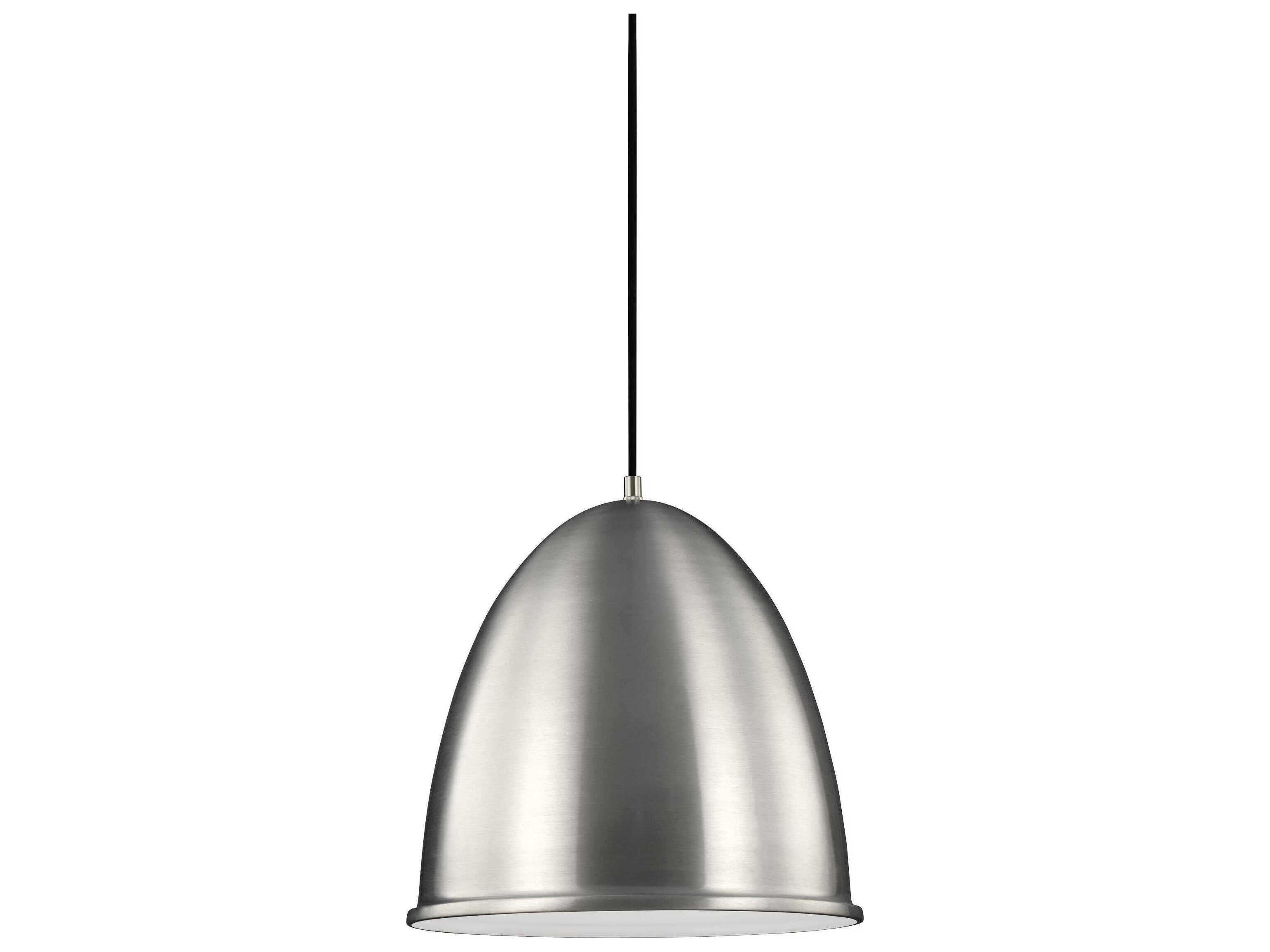 Generation Lighting Hudson Street 1-Light Satin Aluminum Silver Bell Pendant