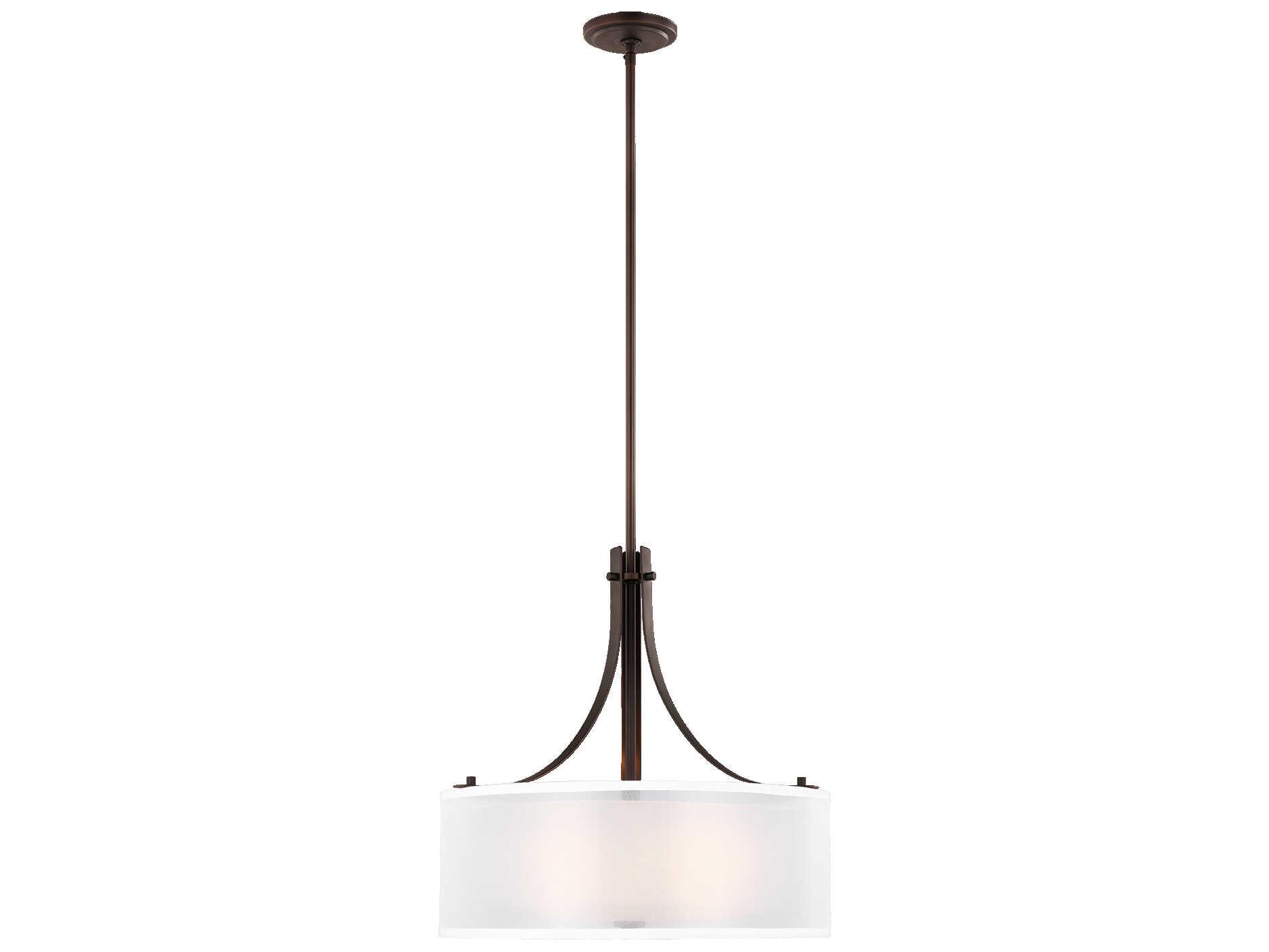 Generation Lighting Elmwood Park 3-Light Bronze Glass Drum Pendant