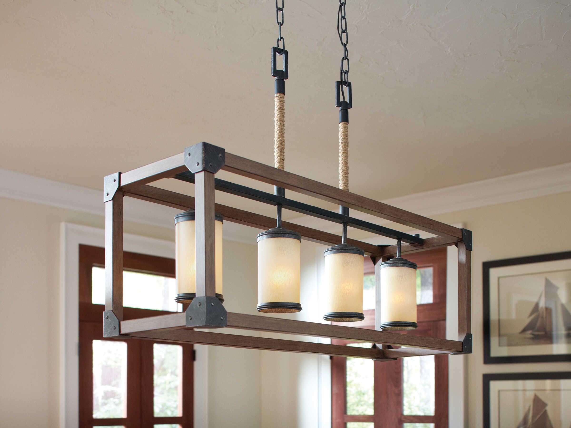 Generation Lighting Dunning 4-Light Stardust Brown Glass Cylinder Island Pendant