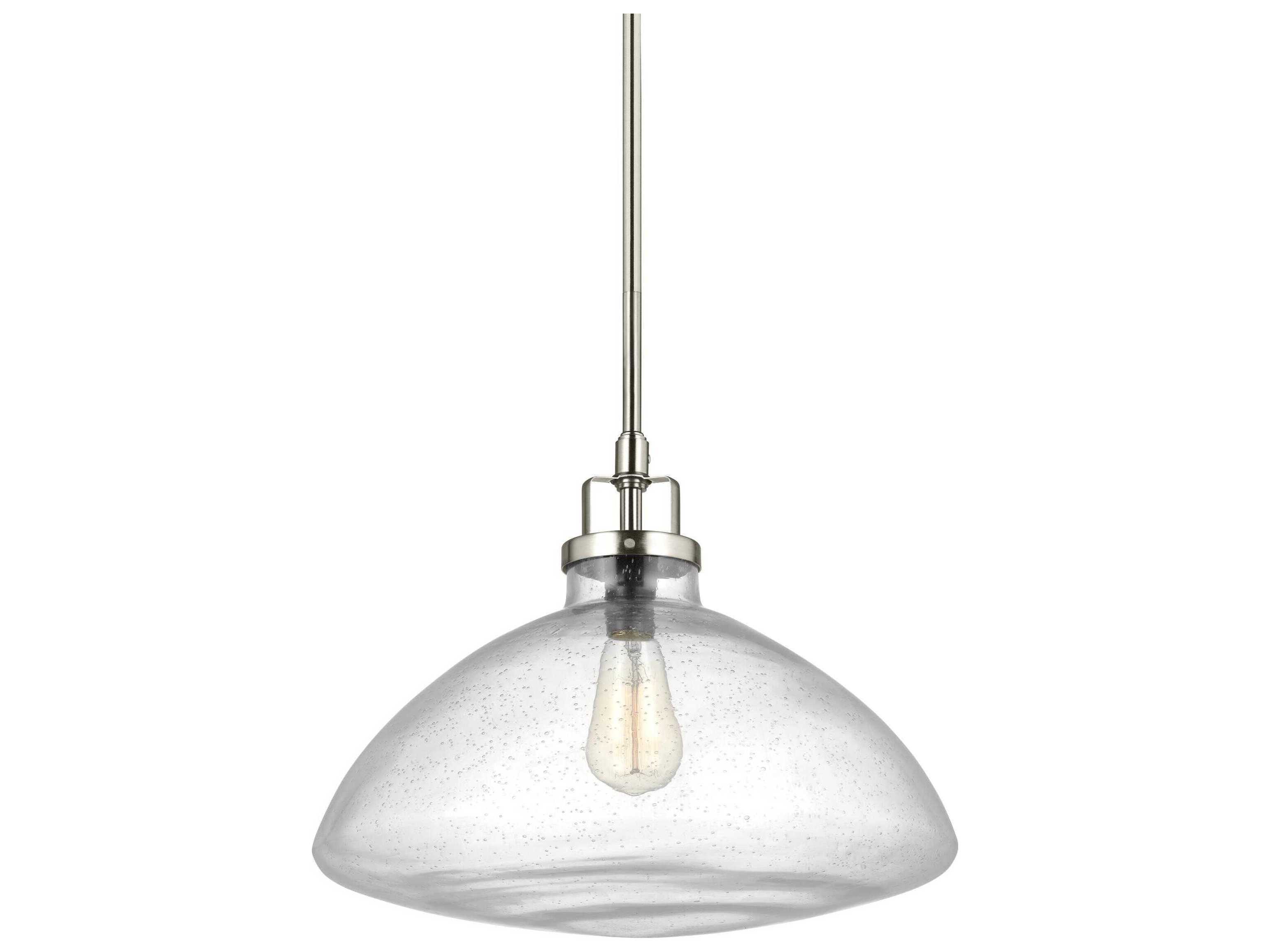 Generation Lighting Belton 1-Light Brushed Nickel Glass Pendant