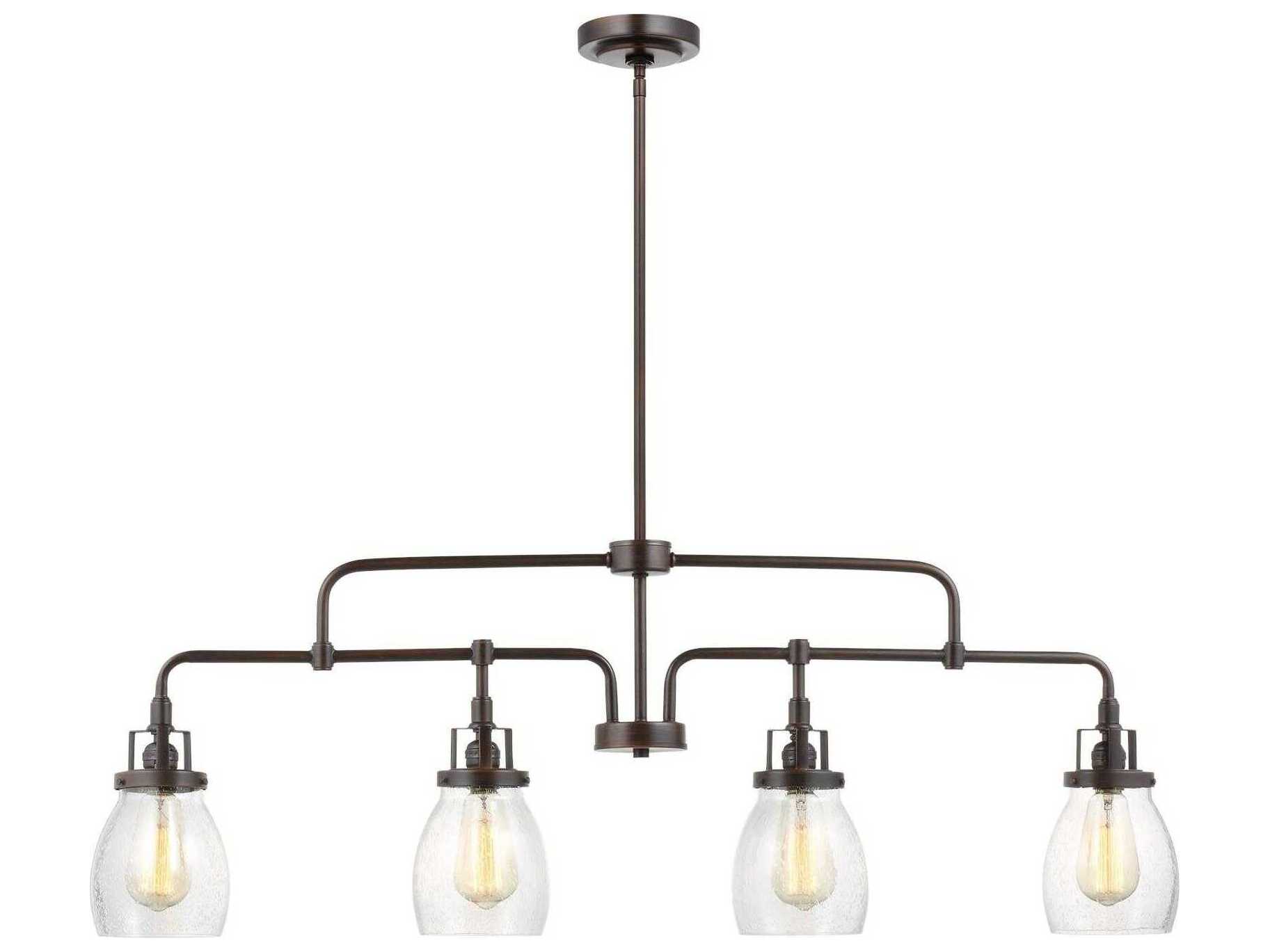 Generation Lighting Belton 4-Light Bronze Glass Linear Island Pendant
