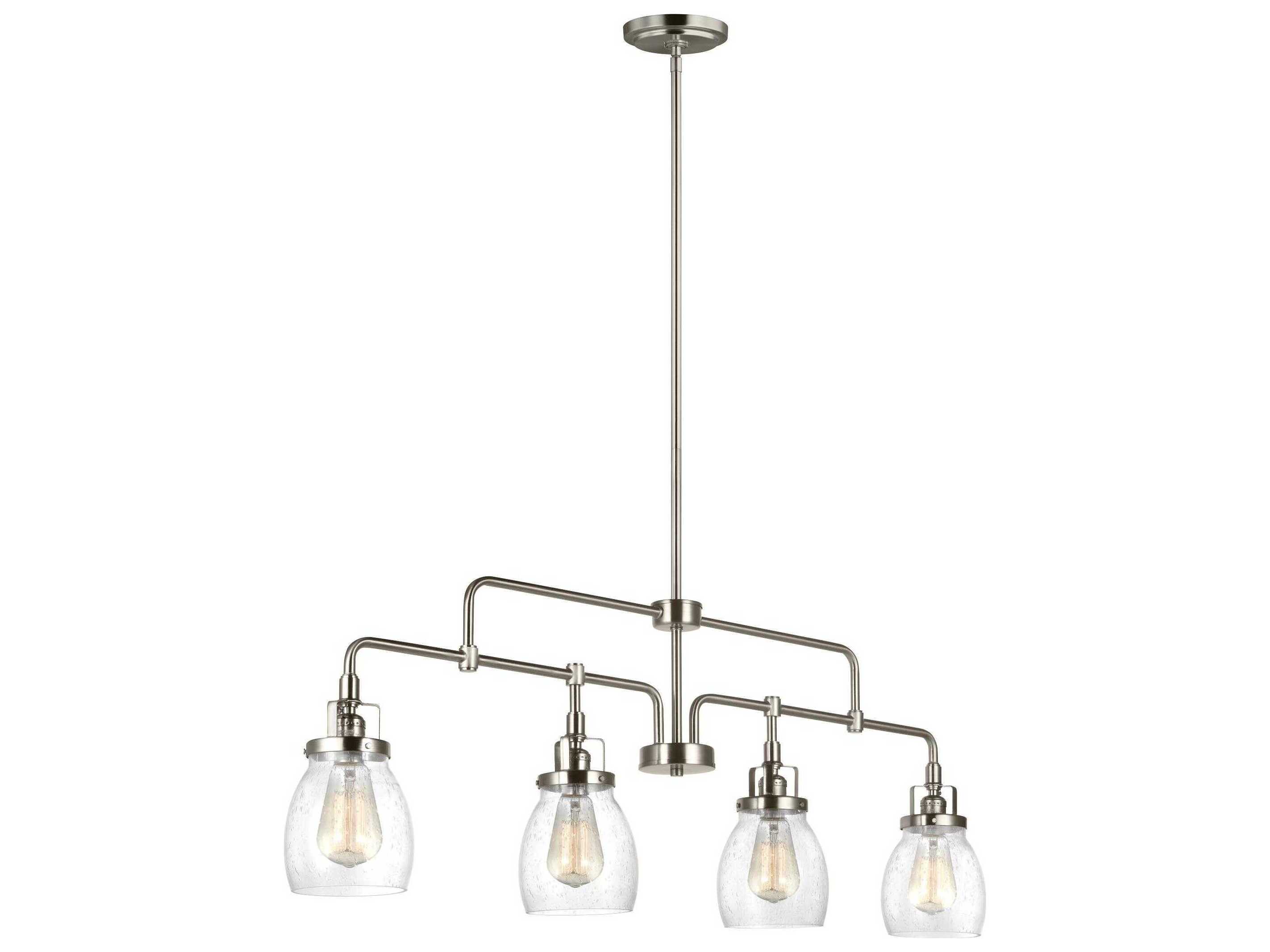 Generation Lighting Belton 4-Light Brushed Nickel Glass Linear Island Pendant