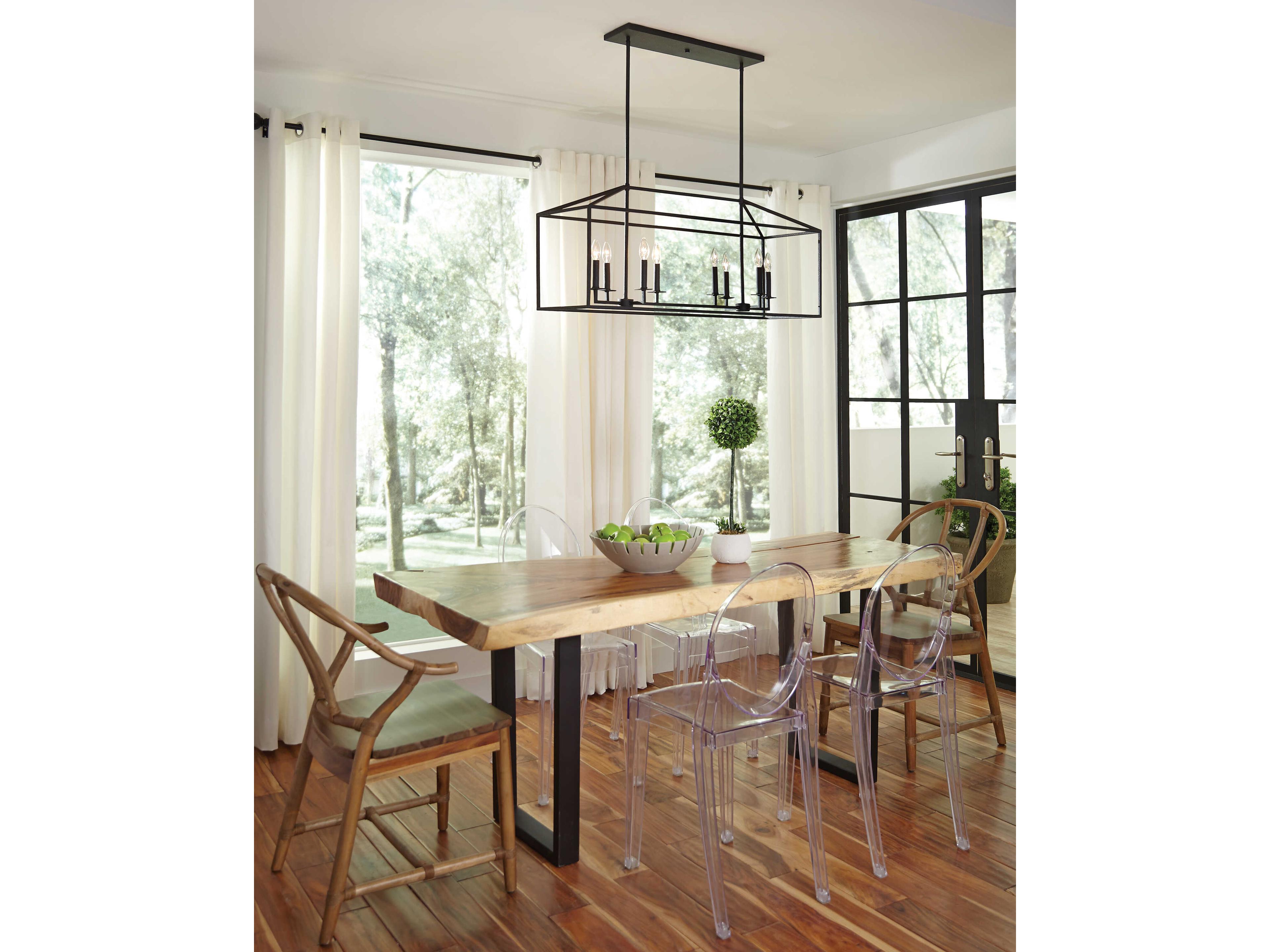 Generation Lighting Perryton 8-Light Midnight Black Linear Island Pendant