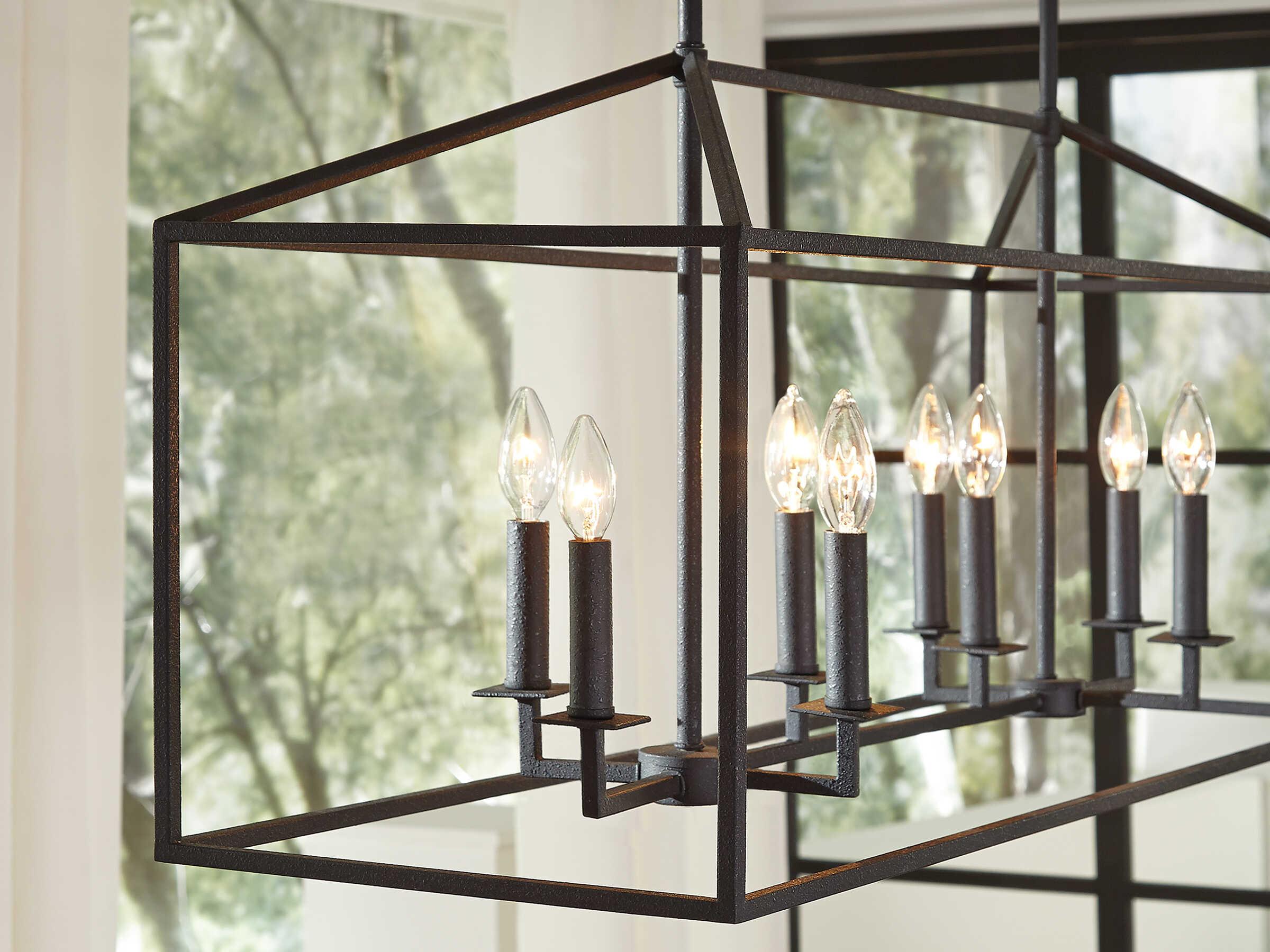 Generation Lighting Perryton 8-Light Midnight Black Linear Island Pendant