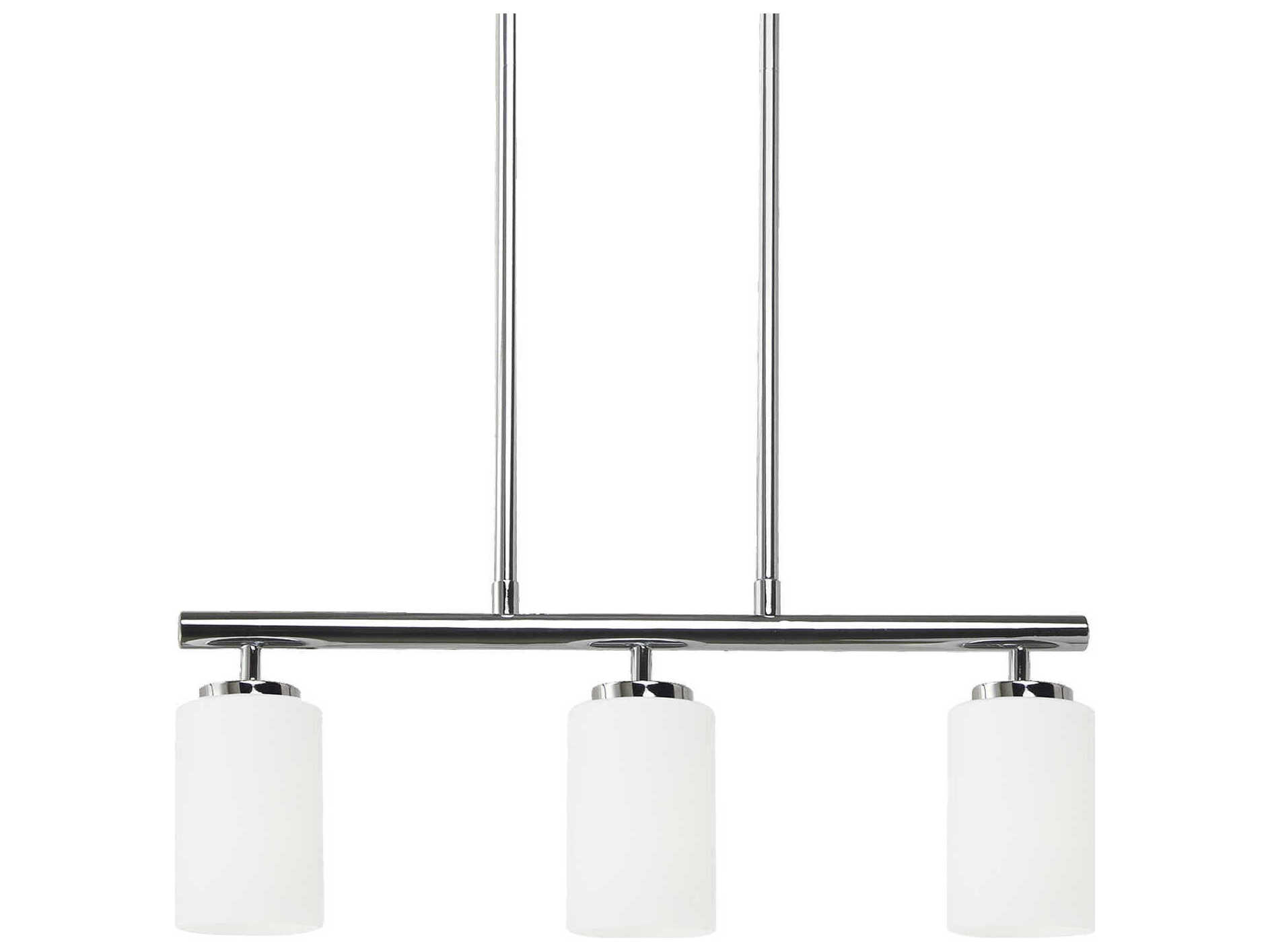 Generation Lighting Oslo 3-Light Chrome Glass Cylinder Linear Island Pendant