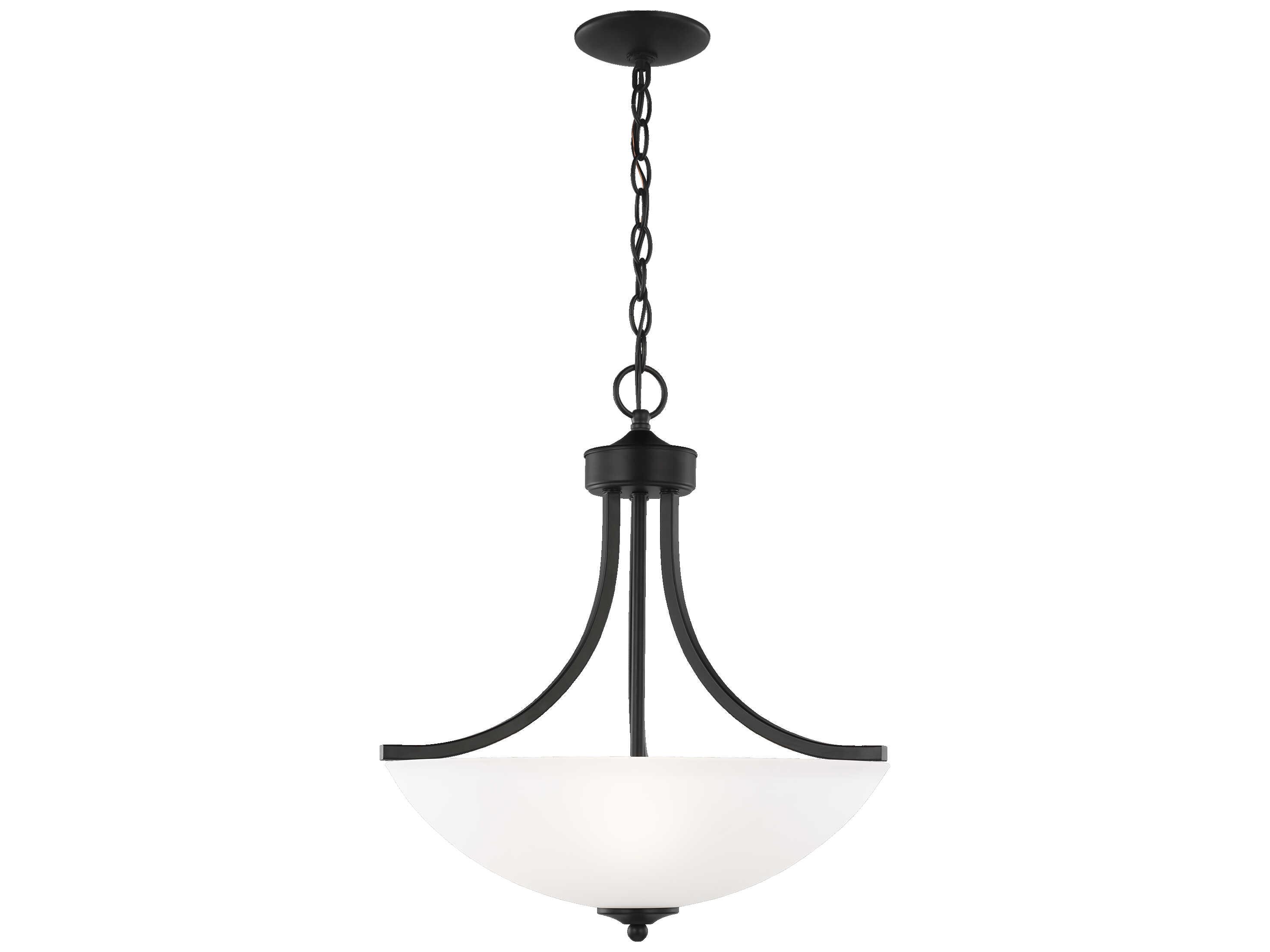 Generation Lighting Geary 3-Light Midnight Black Glass Bowl Pendant