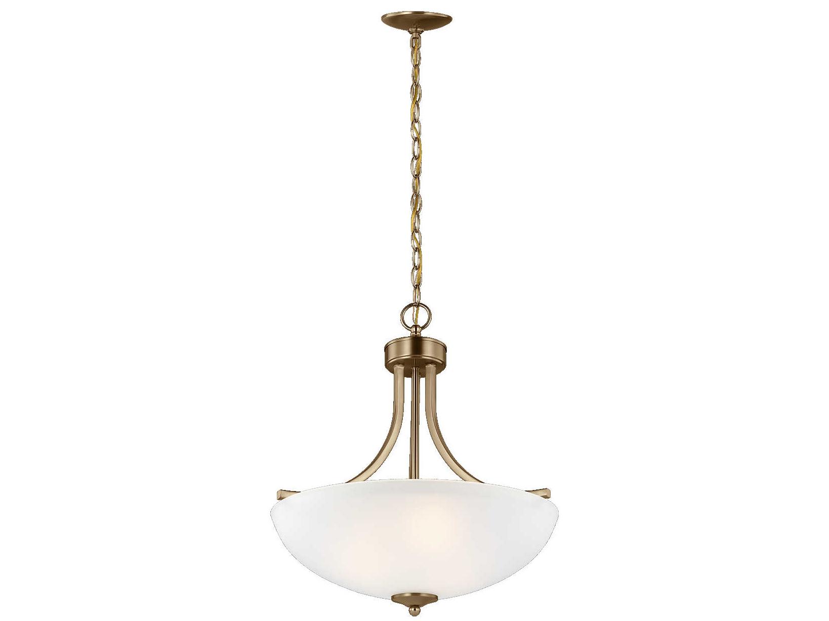 Generation Lighting Geary 3-Light Satin Brass Glass Bowl Pendant