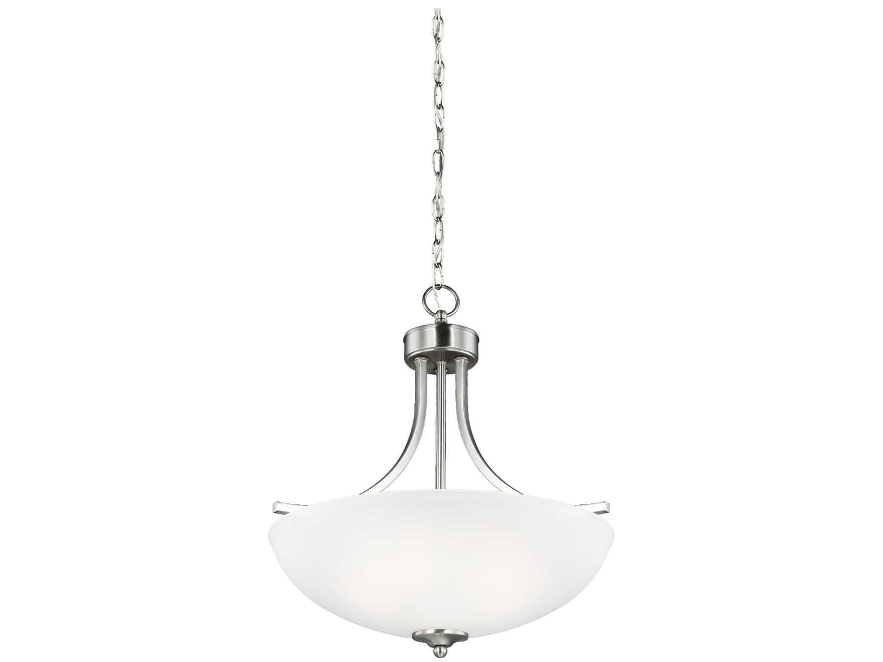 Generation Lighting Geary 3-Light Brushed Nickel Glass Bowl Pendant