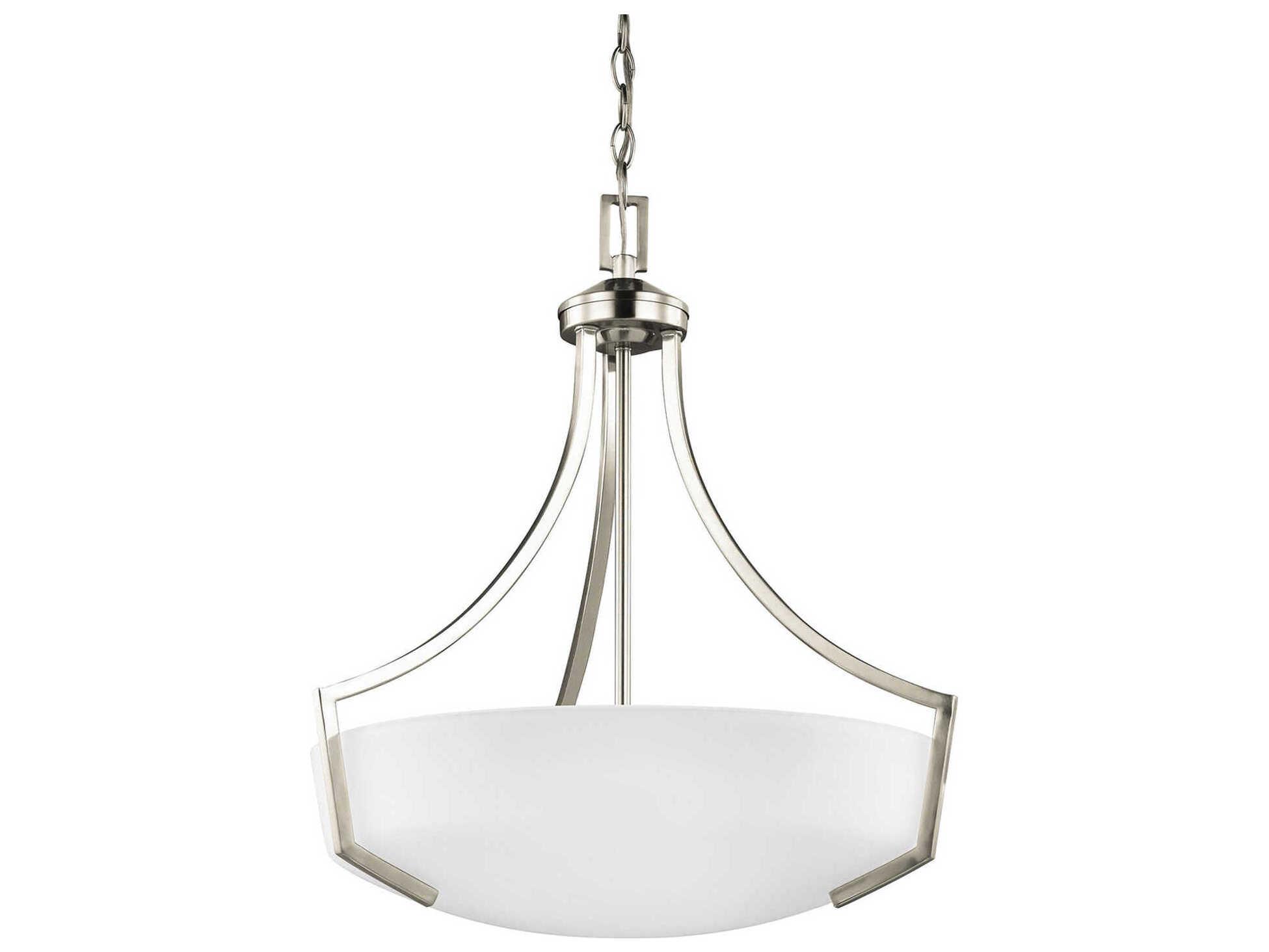 Generation Lighting Hanford 3-Light Brushed Nickel Glass Pendant