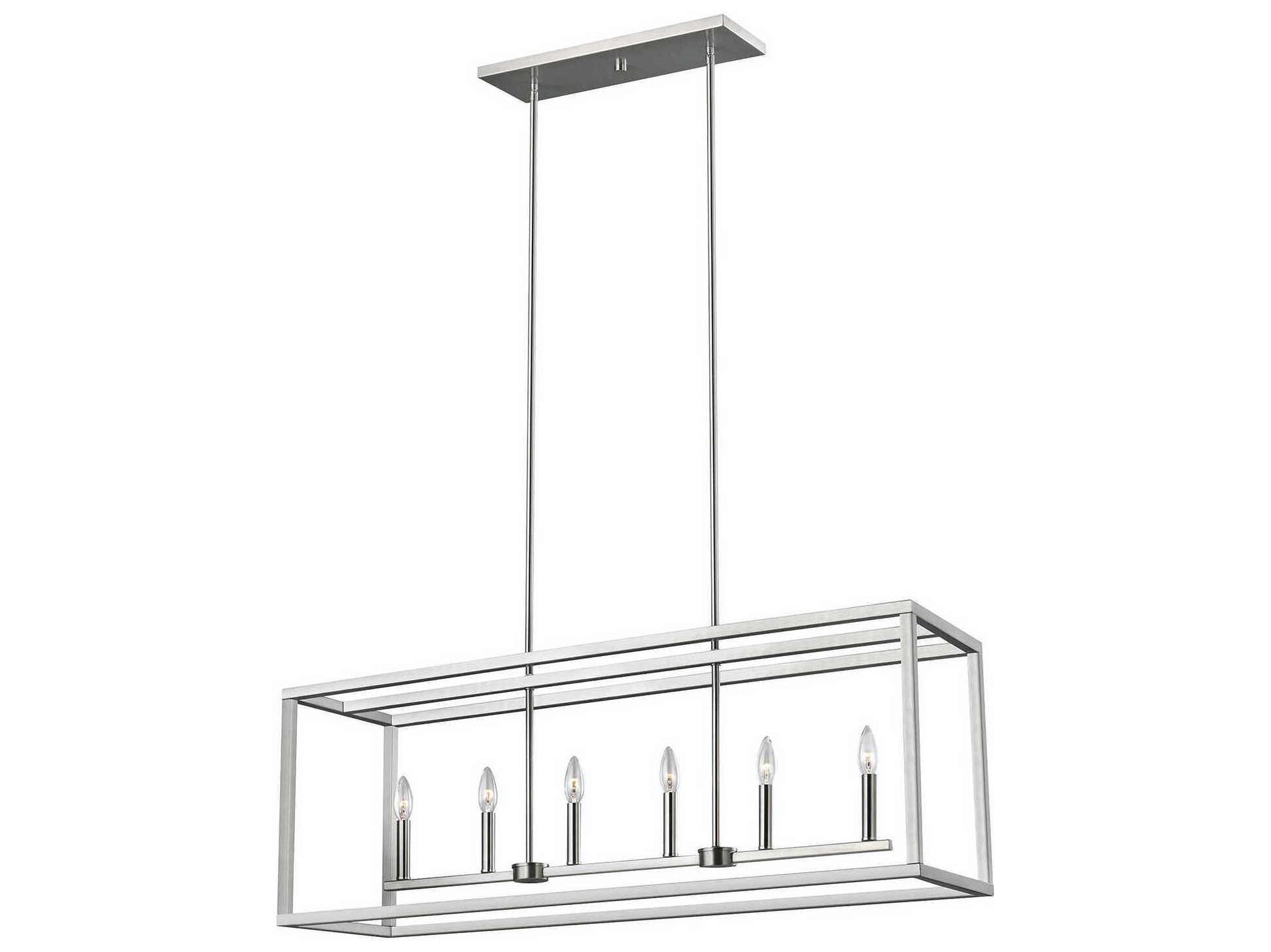 Generation Lighting Moffet Street 6-Light Brushed Nickel Linear Island Pendant