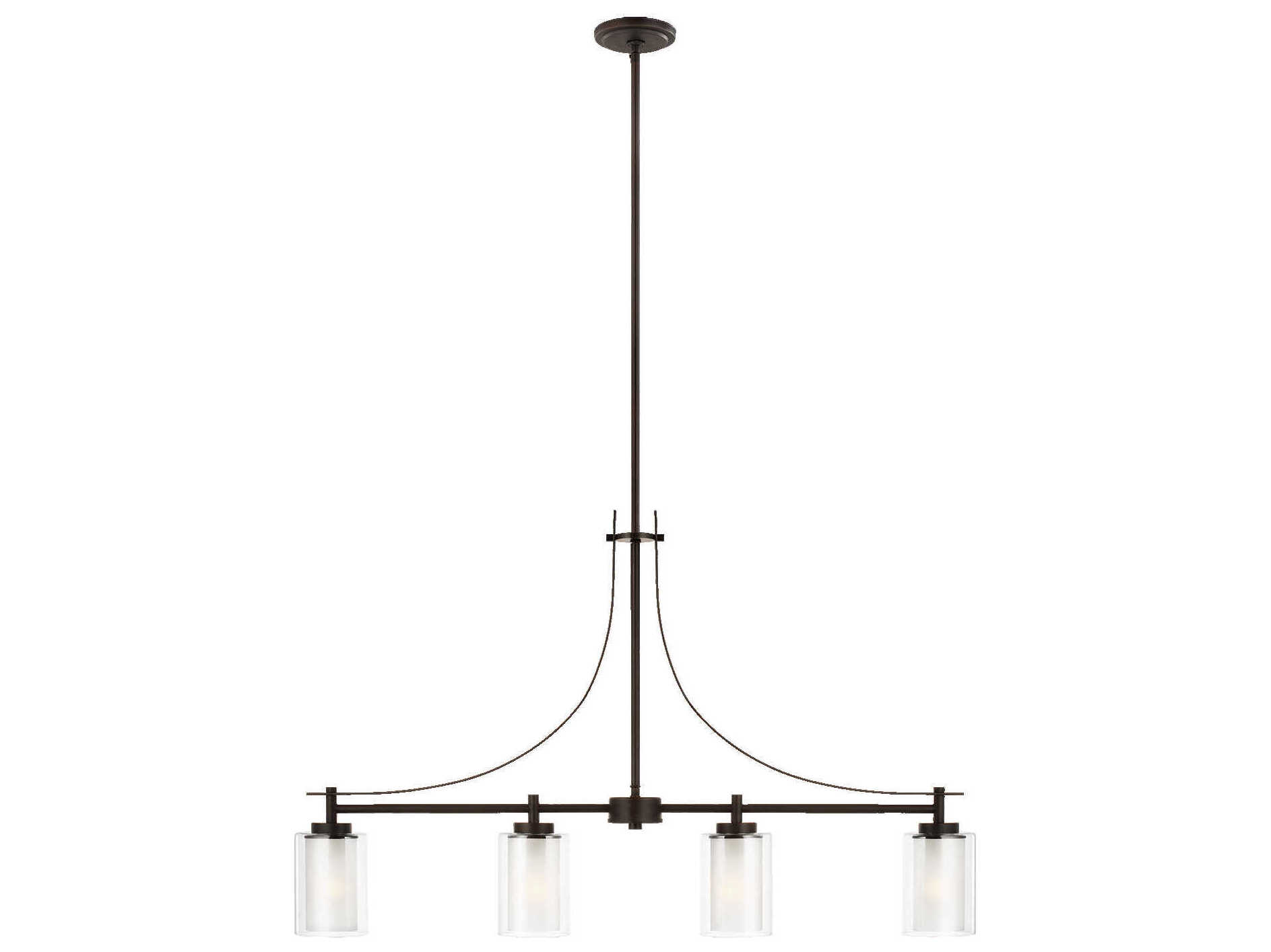 Generation Lighting Elmwood Park 4-Light Bronze Glass Cylinder Round Island Pendant