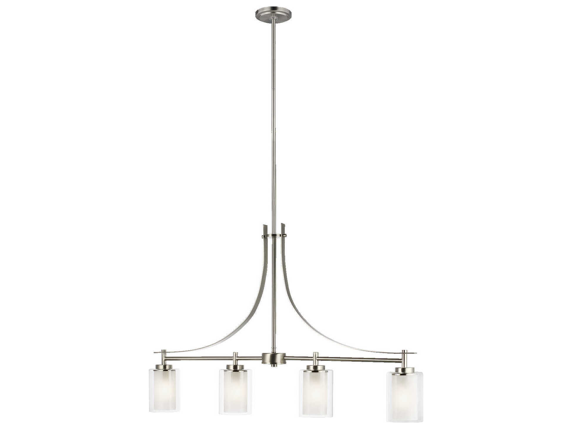 Generation Lighting Elmwood Park 4-Light Brushed Nickel Glass Cylinder Island Pendant