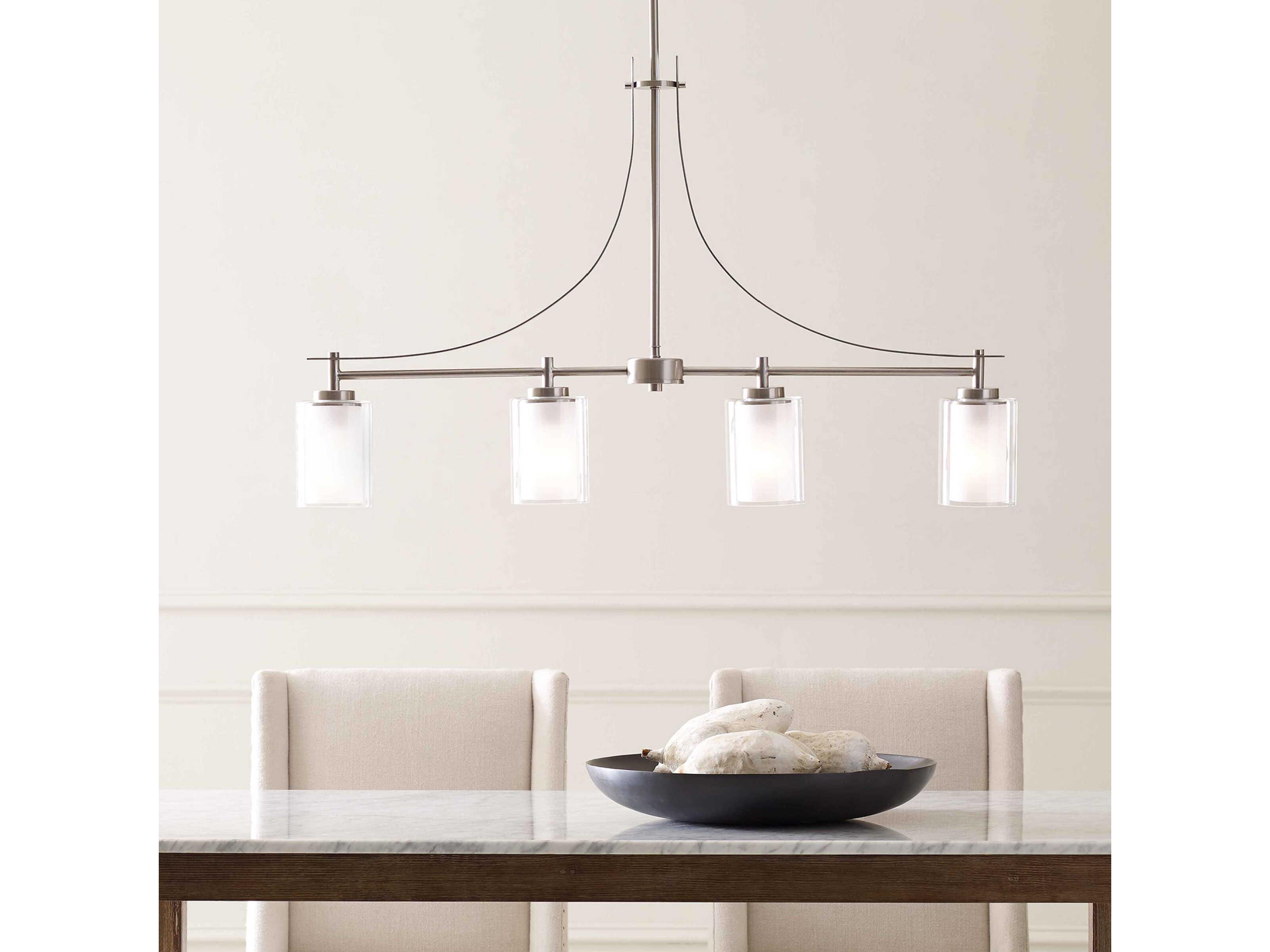 Generation Lighting Elmwood Park 4-Light Brushed Nickel Glass Cylinder Island Pendant