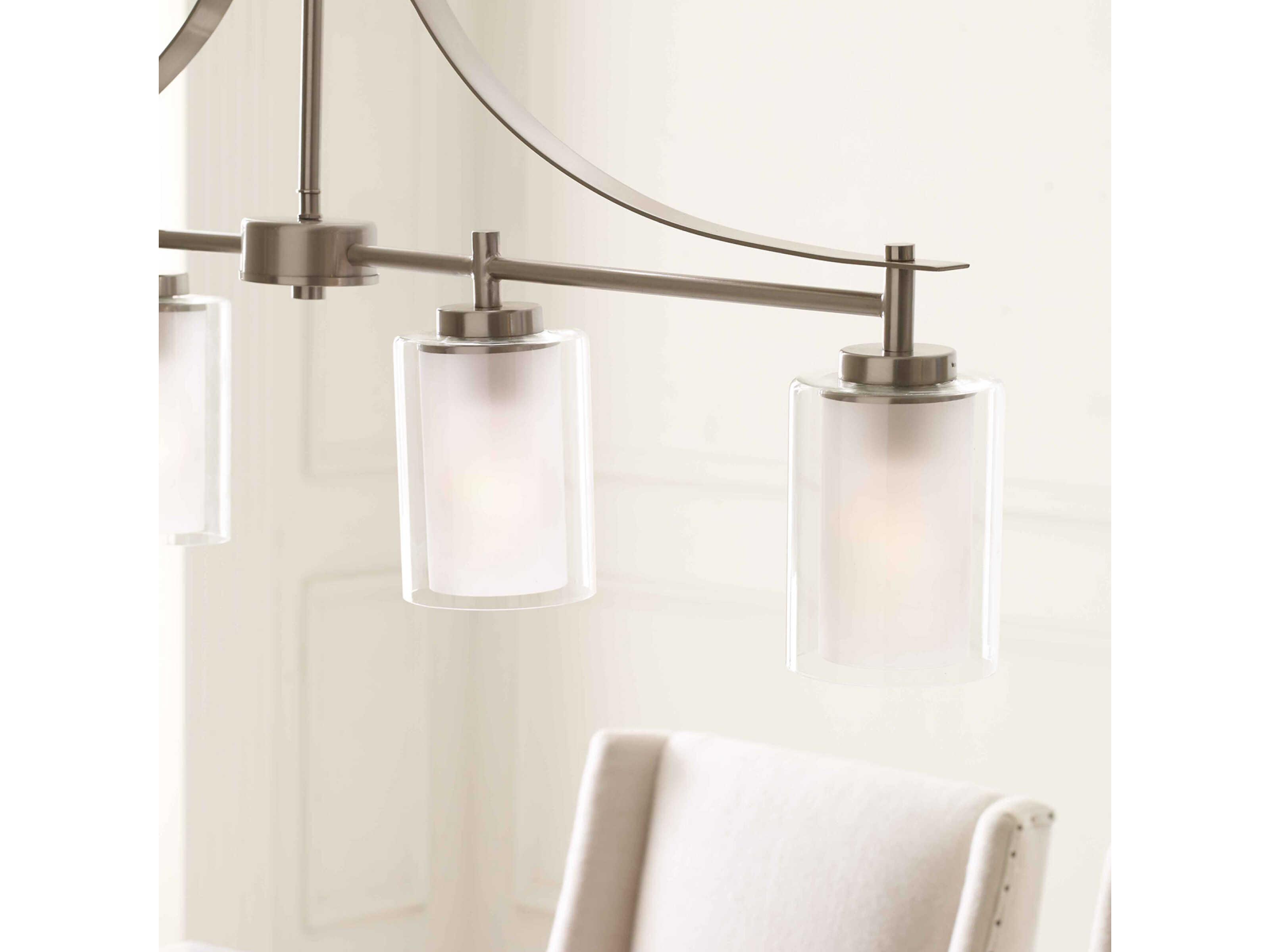Generation Lighting Elmwood Park 4-Light Brushed Nickel Glass Cylinder Island Pendant