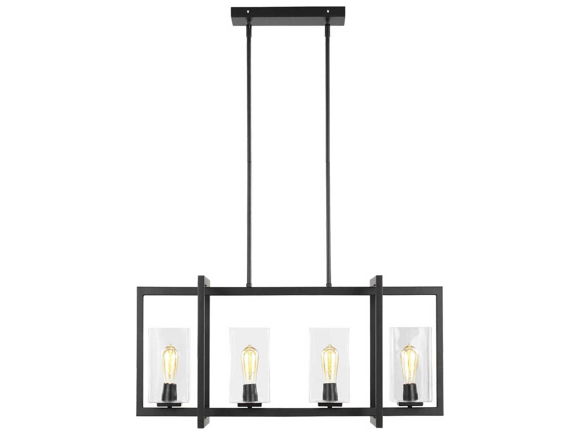 Generation Lighting Mitte 4-Light Midnight Black Glass Linear Island Pendant