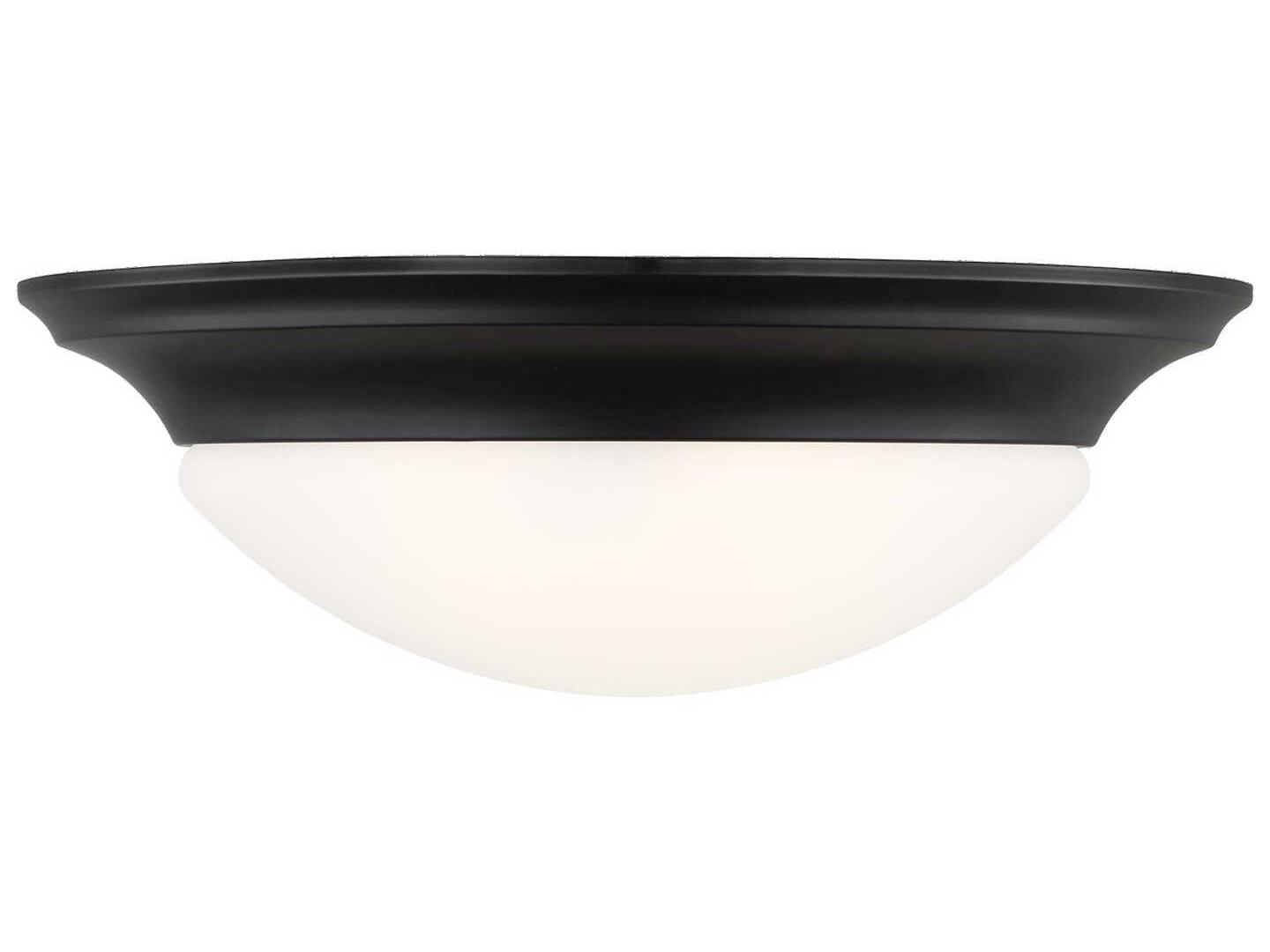 Generation Lighting Nash 3-Light Midnight Black Glass Bowl Flush Mount