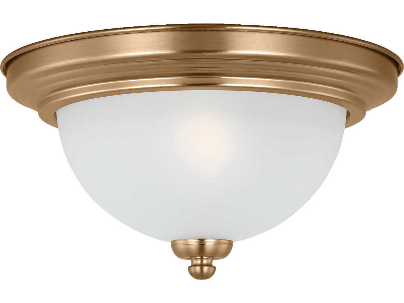 Generation Lighting Geary 1-Light Satin Brass Glass Bowl Flush Mount