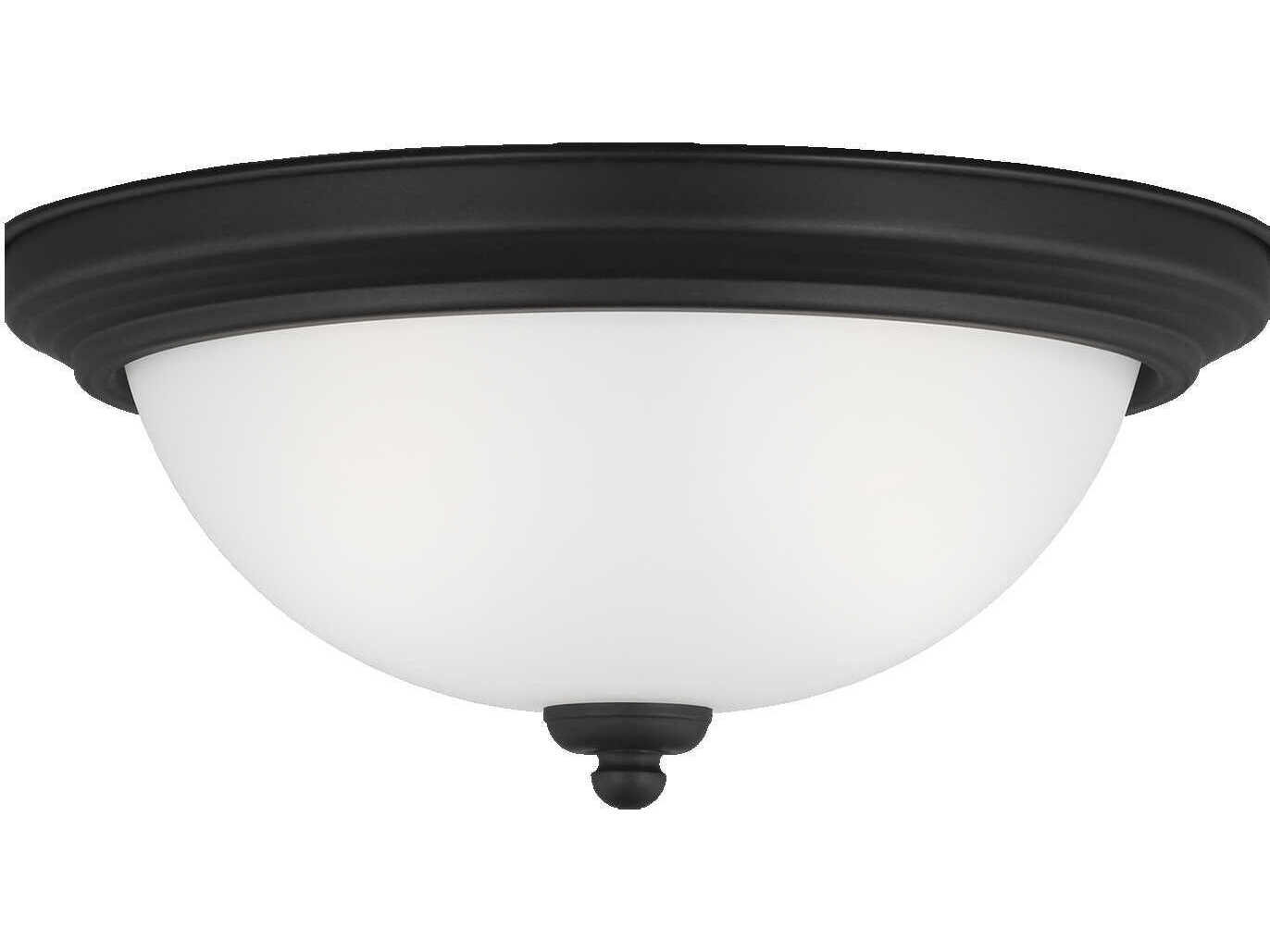 Generation Lighting Geary 2-Light Midnight Black Glass Bowl Flush Mount