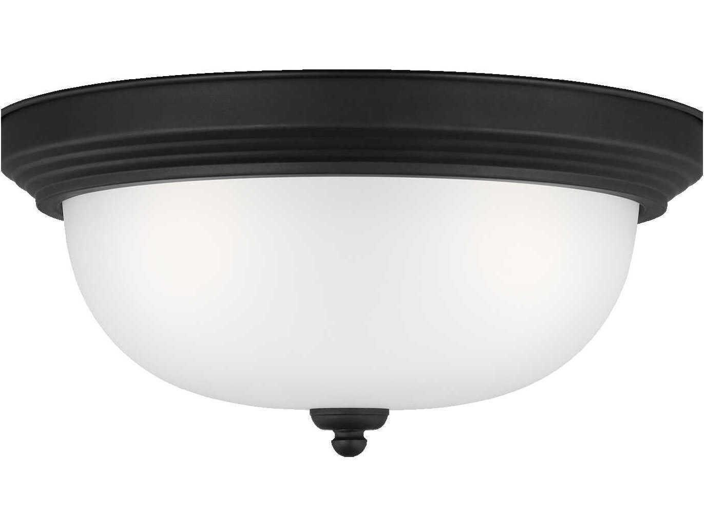 Generation Lighting Geary 3-Light Midnight Black Glass Bowl Flush Mount