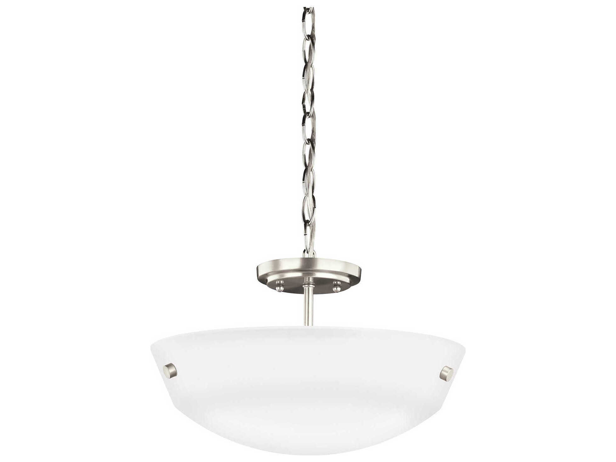 Generation Lighting Kerrville 2-Light Brushed Nickel Glass Bowl Pendant