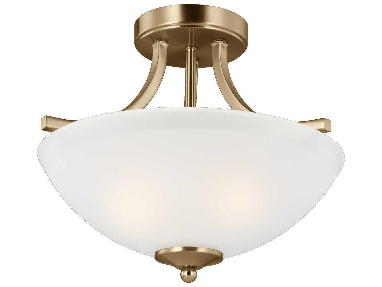 Generation Lighting Geary 2-Light Satin Brass Glass Bowl Pendant