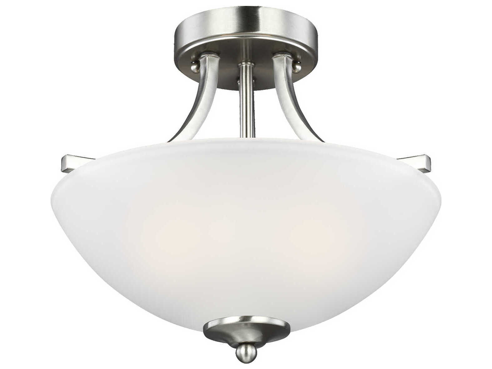 Generation Lighting Geary 2-Light Brushed Nickel Glass Bowl Semi Flush Mount