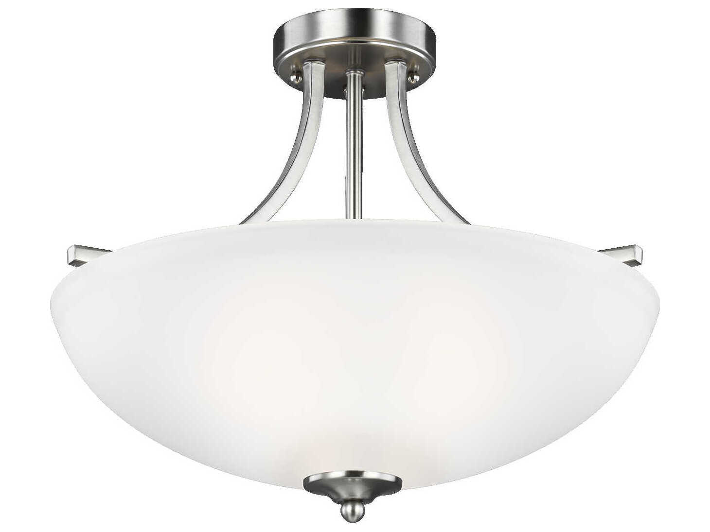 Generation Lighting Geary 3-Light Brushed Nickel Glass Bowl Semi Flush Mount