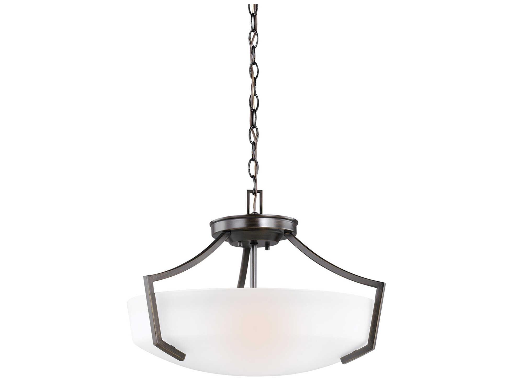 Generation Lighting Hanford 3-Light Bronze Glass Bowl Pendant