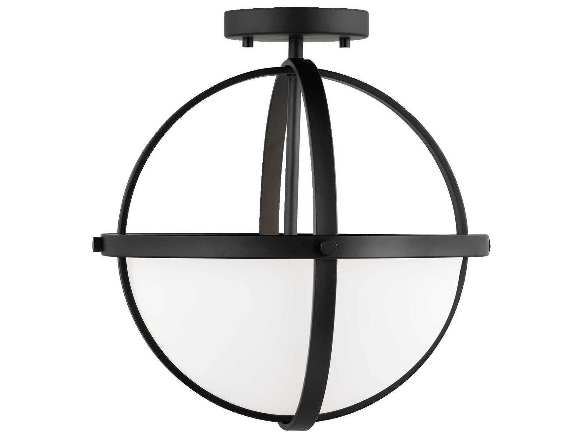 Generation Lighting Alturas 2-Light Midnight Black Glass Globe Semi Flush Mount