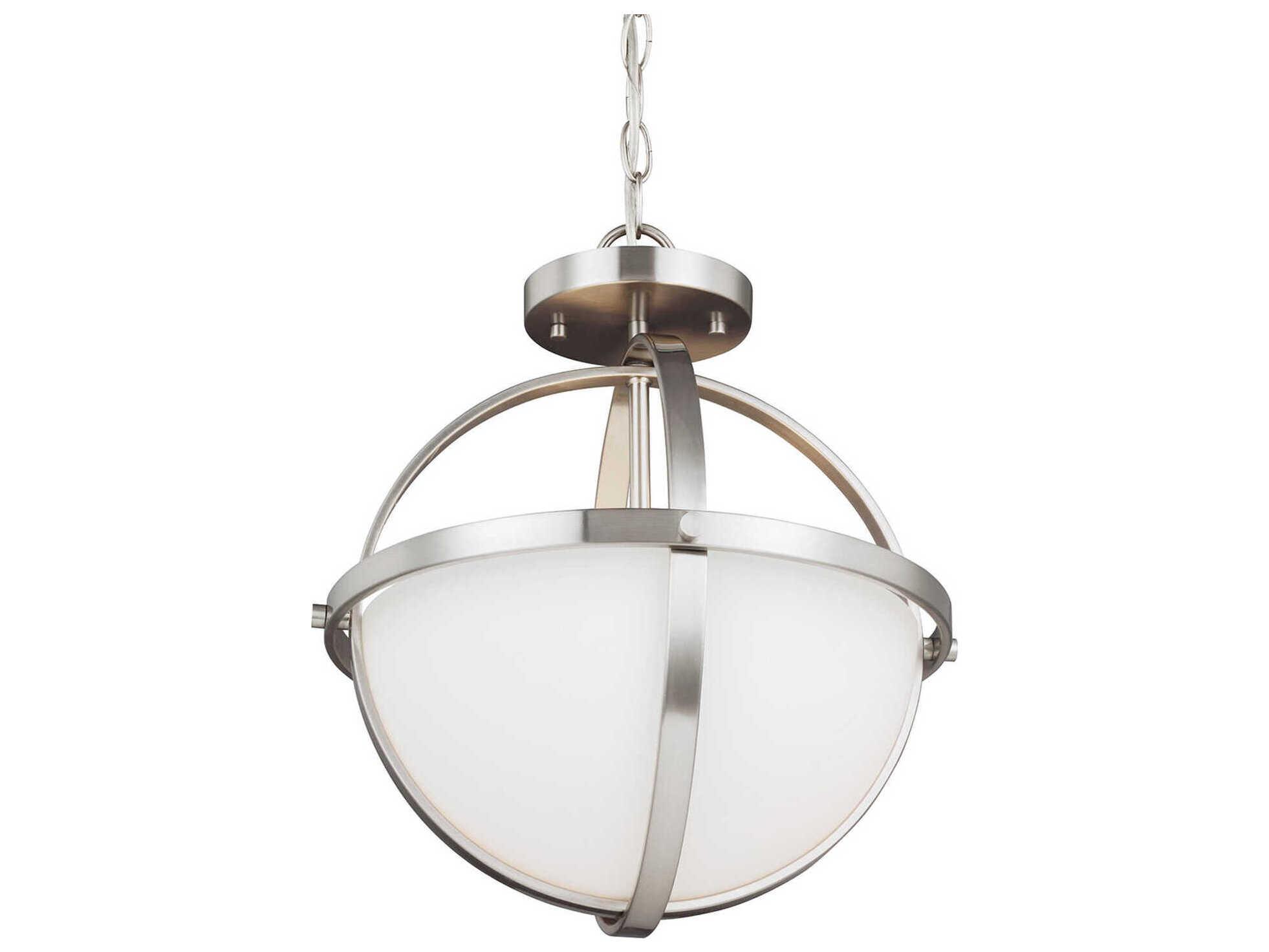 Generation Lighting Alturas 2-Light Brushed Nickel Glass Globe Semi Flush Mount