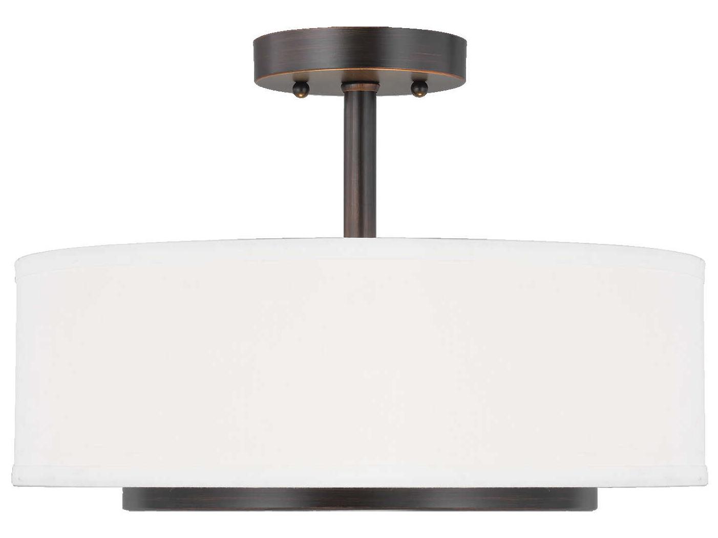 Generation Lighting Nance 2-Light Bronze Glass Drum Pendant