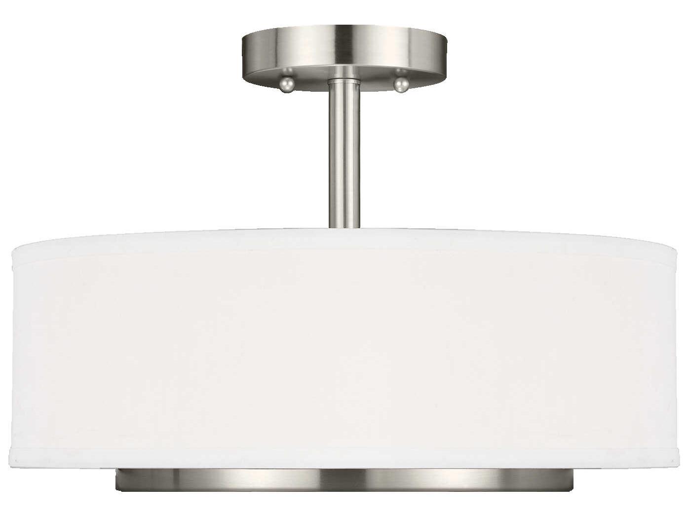 Generation Lighting Nance 2-Light Brushed Nickel Glass Drum Pendant