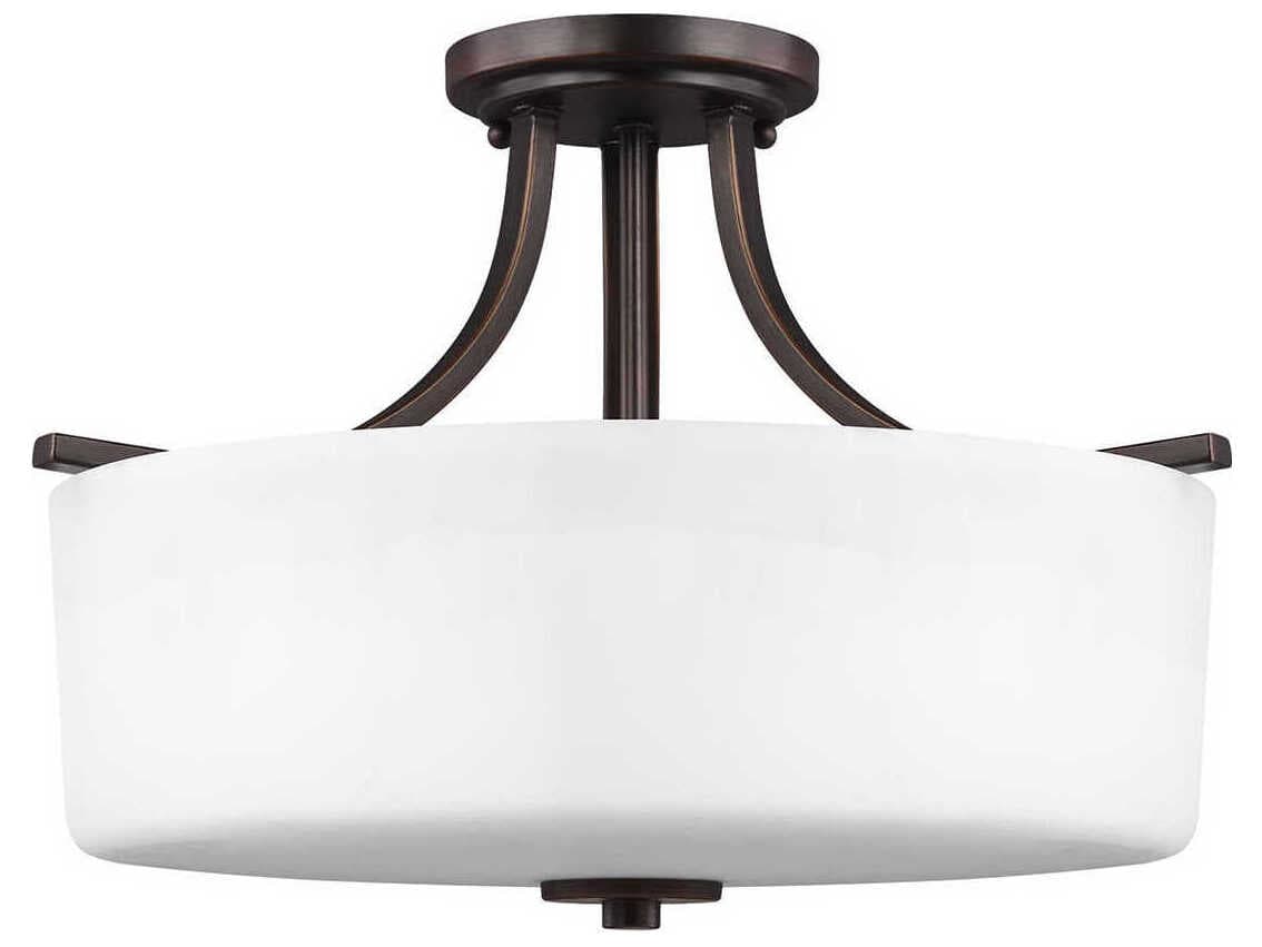 Generation Lighting Canfield 3-Light Bronze Glass Semi Flush Mount