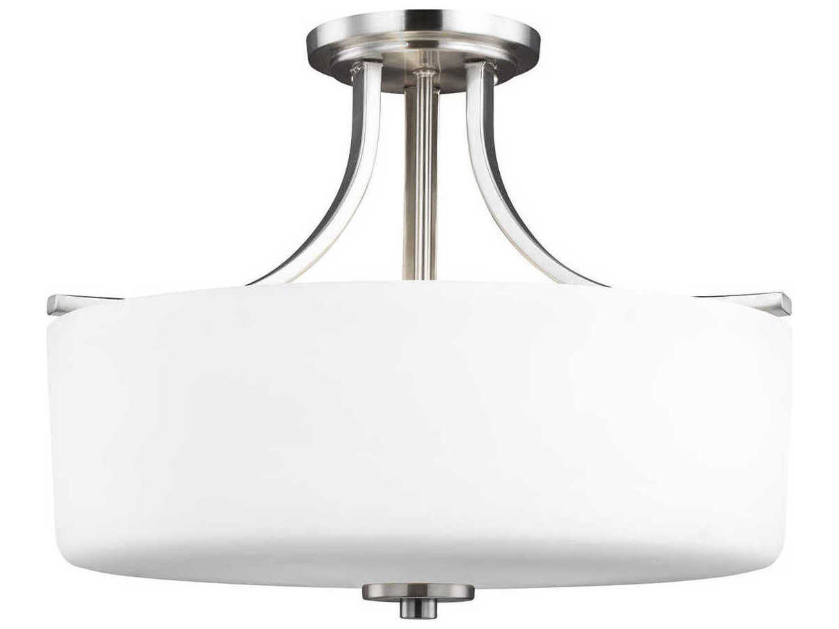 Generation Lighting Canfield 3-Light Brushed Nickel Glass Semi Flush Mount