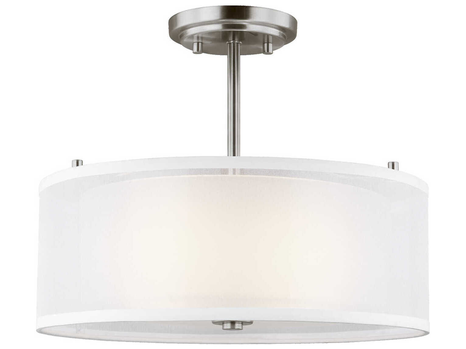 Generation Lighting Elmwood Park 2-Light Brushed Nickel Glass Drum Semi Flush Mount