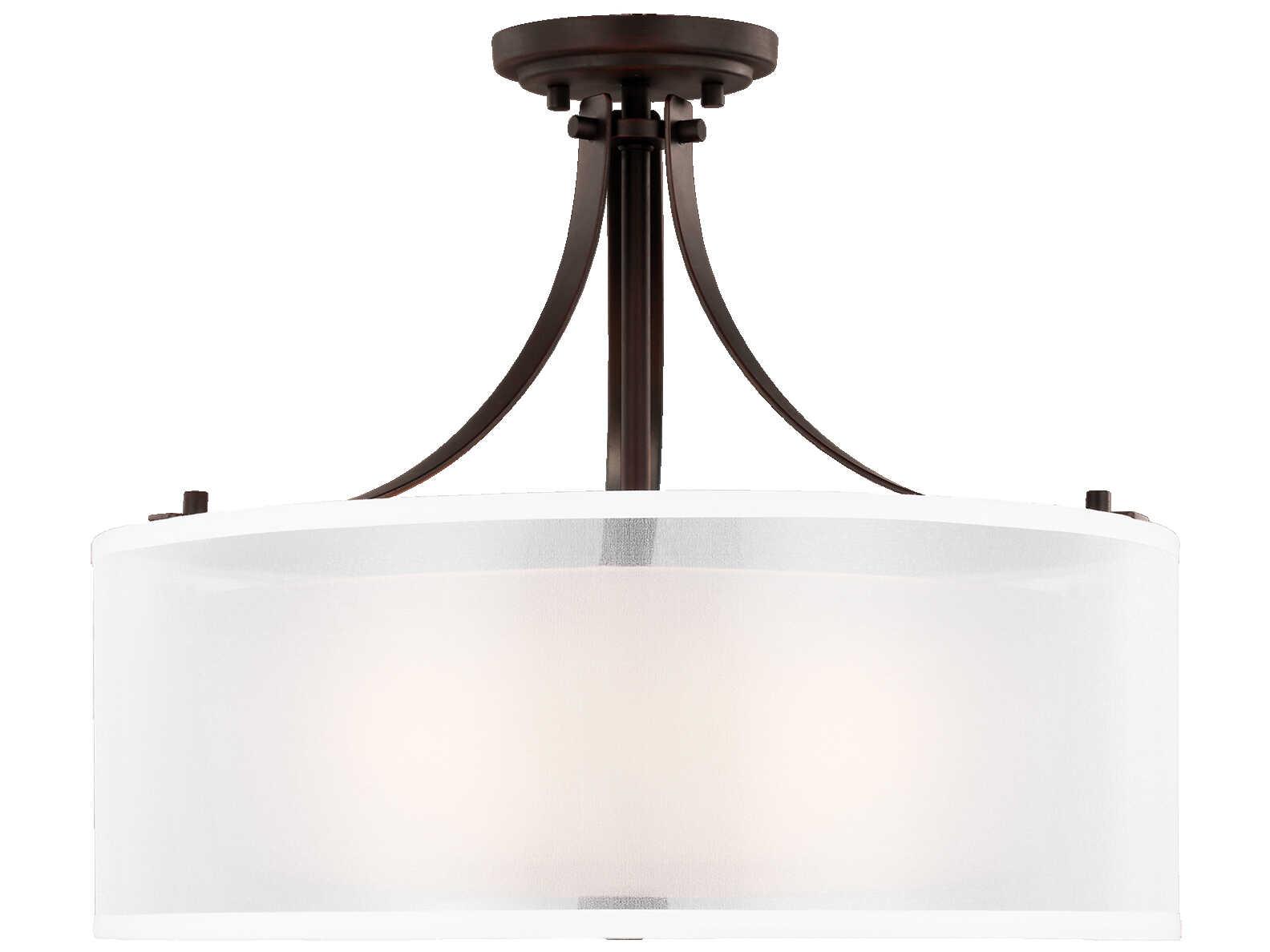 Generation Lighting Elmwood Park 3-Light Bronze Glass Drum Semi Flush Mount
