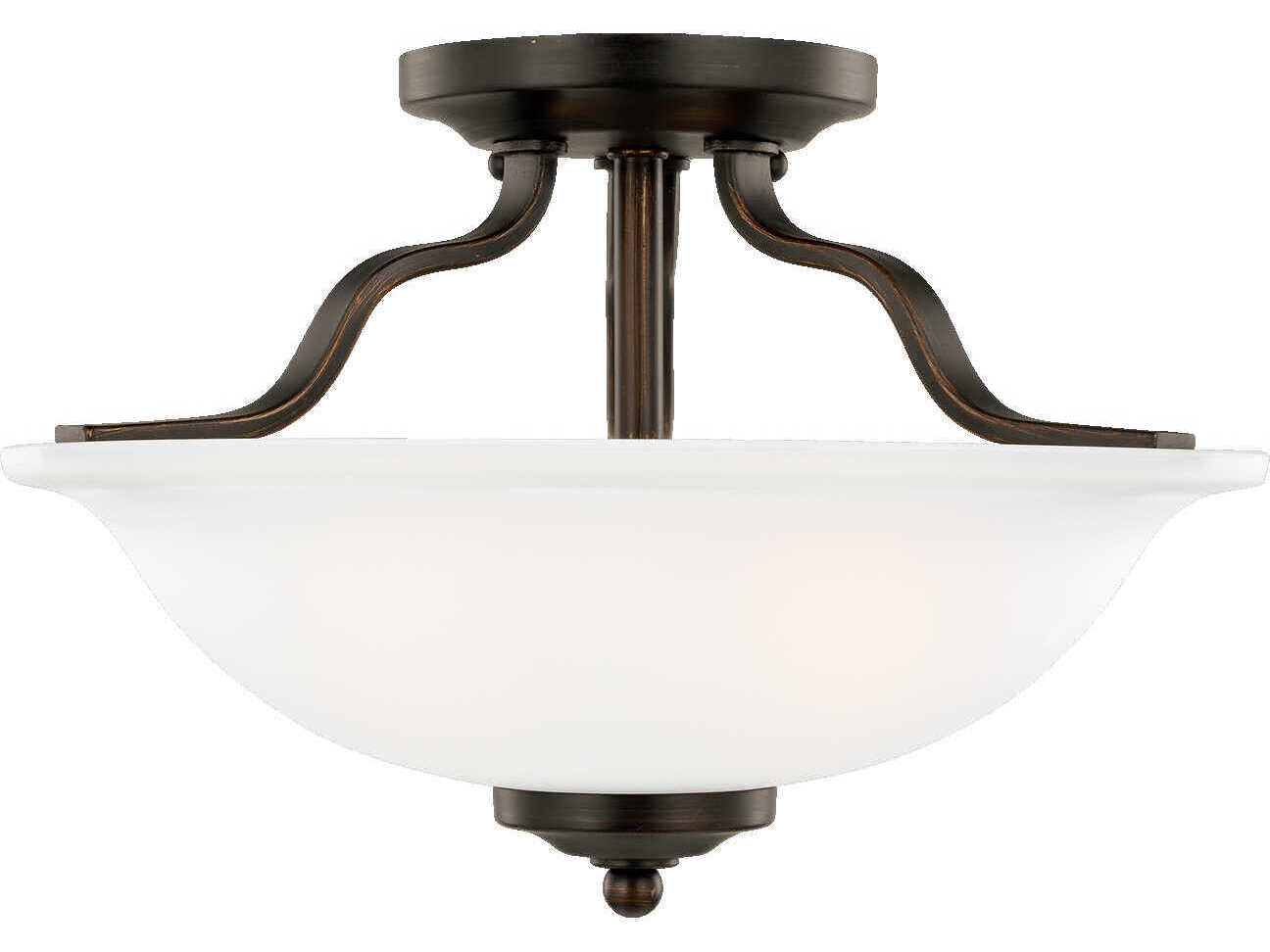 Generation Lighting Emmons 2-Light Bronze Glass Bowl Semi Flush Mount