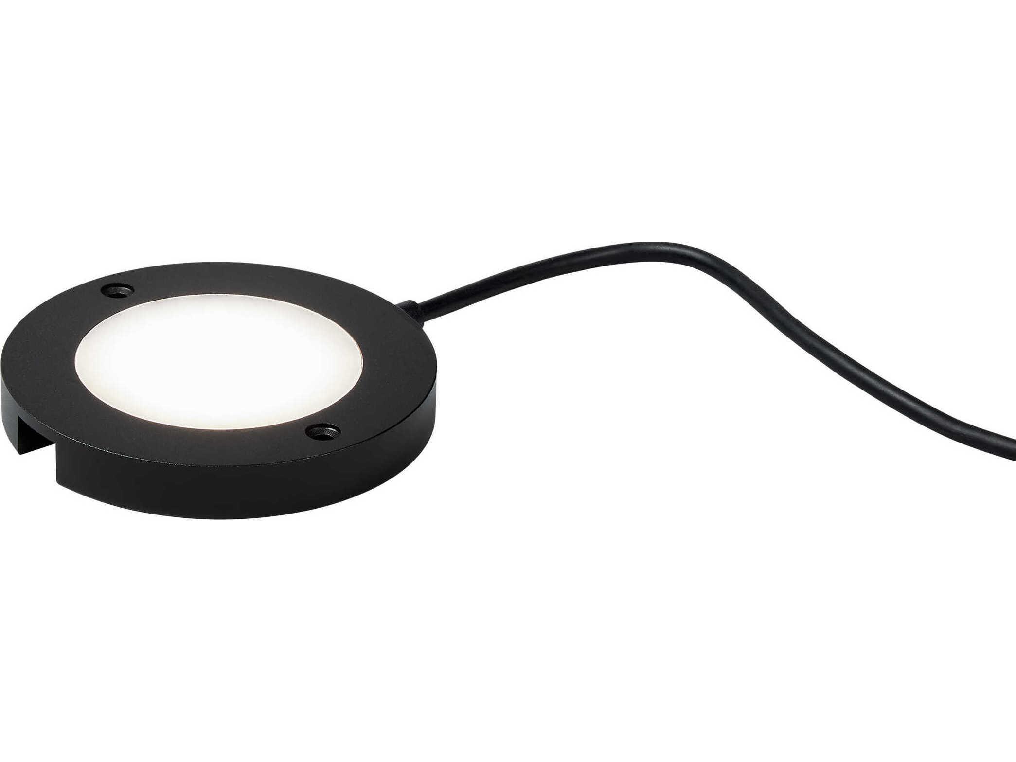 Generation Lighting Disk Black 3000K Round Under Cabinet Light